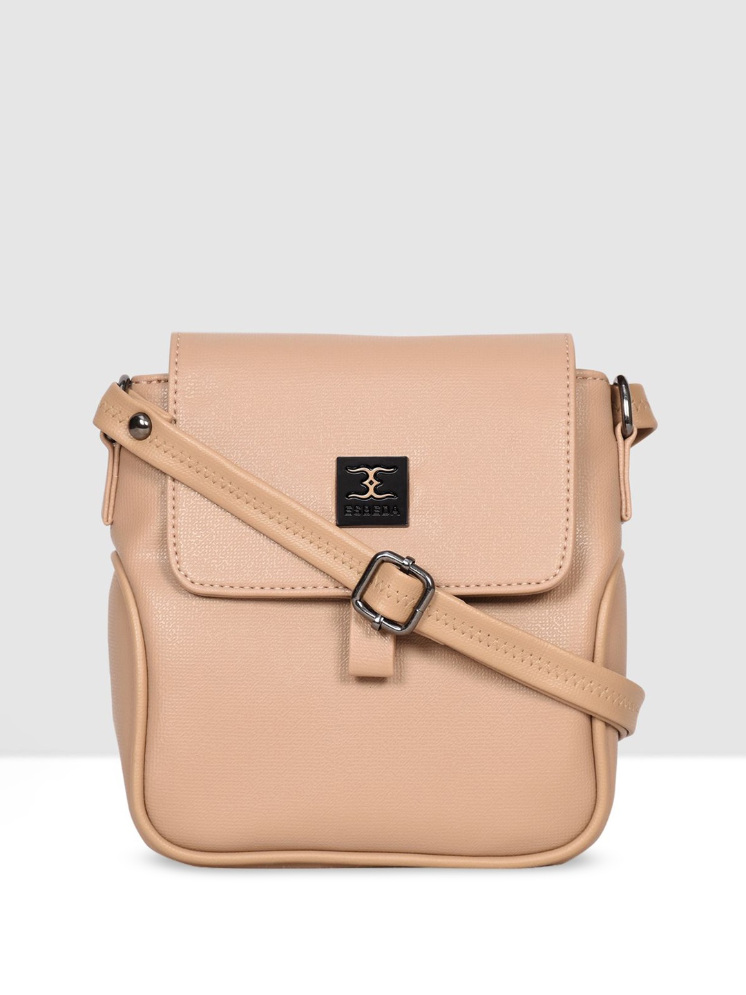 

ESBEDA Women Solid Structured Sling Bag, Beige