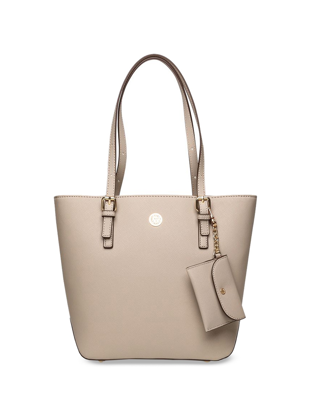 

ANNE KLEIN Women Solid Shopper Leather Shoulder Bag With Pouch, Peach