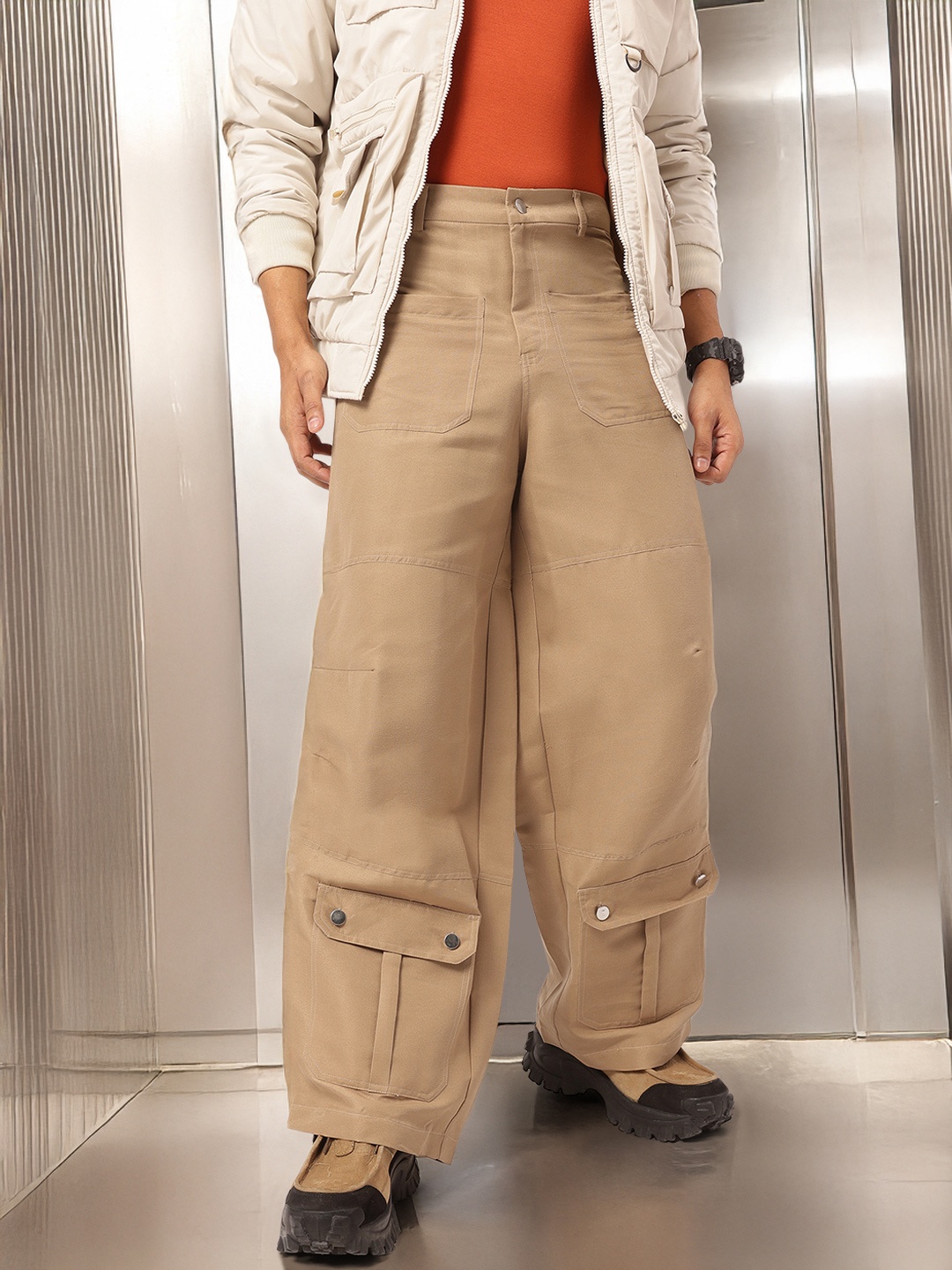 

Kook N Keech Men Street Savvy Loose Fit Baggy Trousers, Khaki