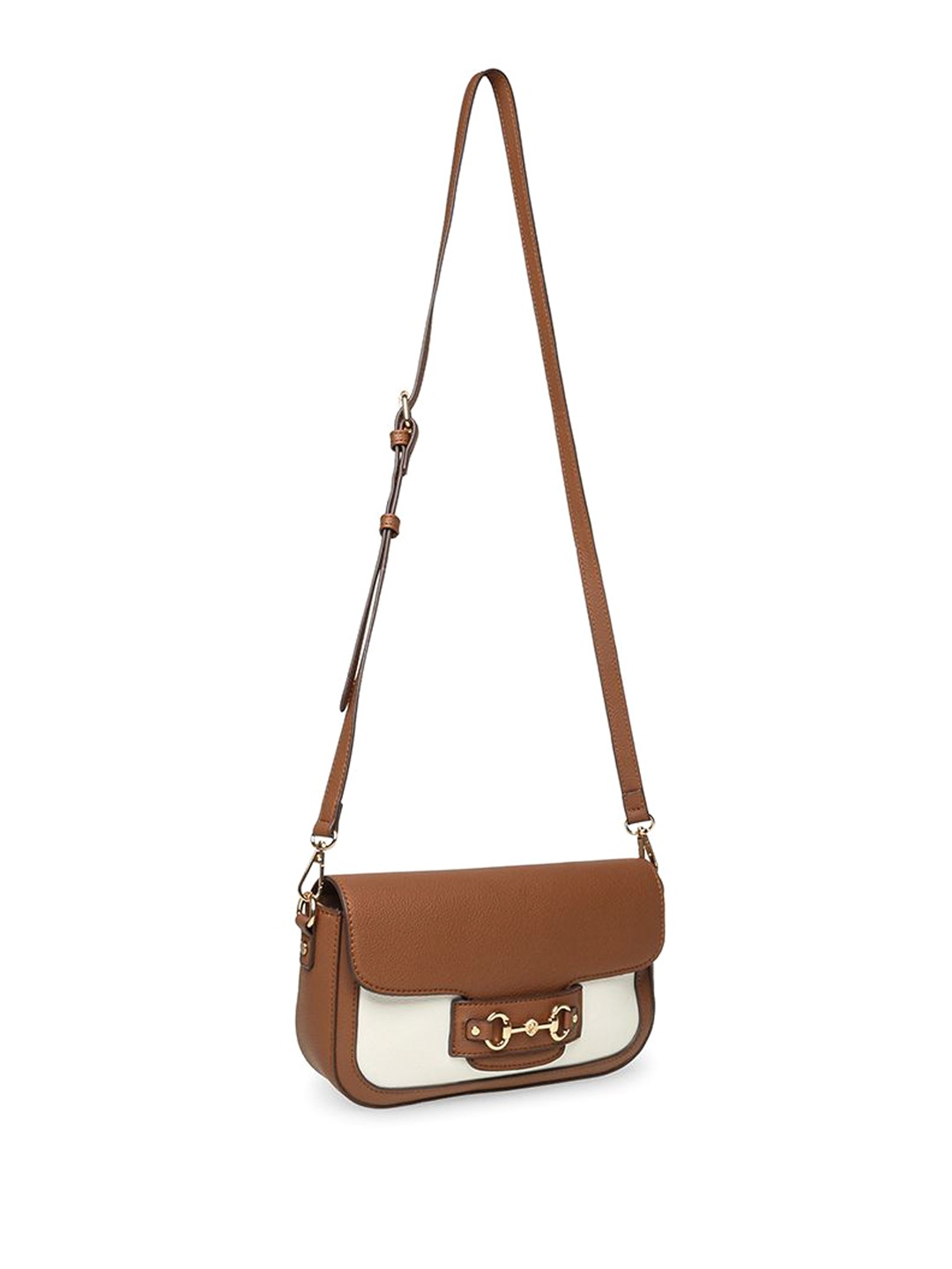 

ANNE KLEIN Women Colourblocked Swagger Leather Sling Bag, Coffee brown