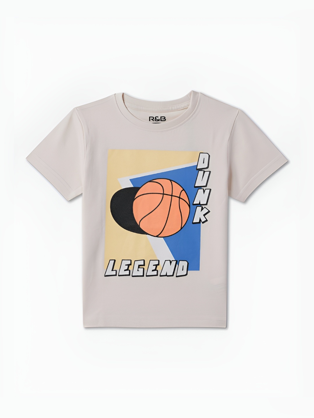 

R&B Boys Graphic Printed Round Neck Cotton T-shirt, Beige