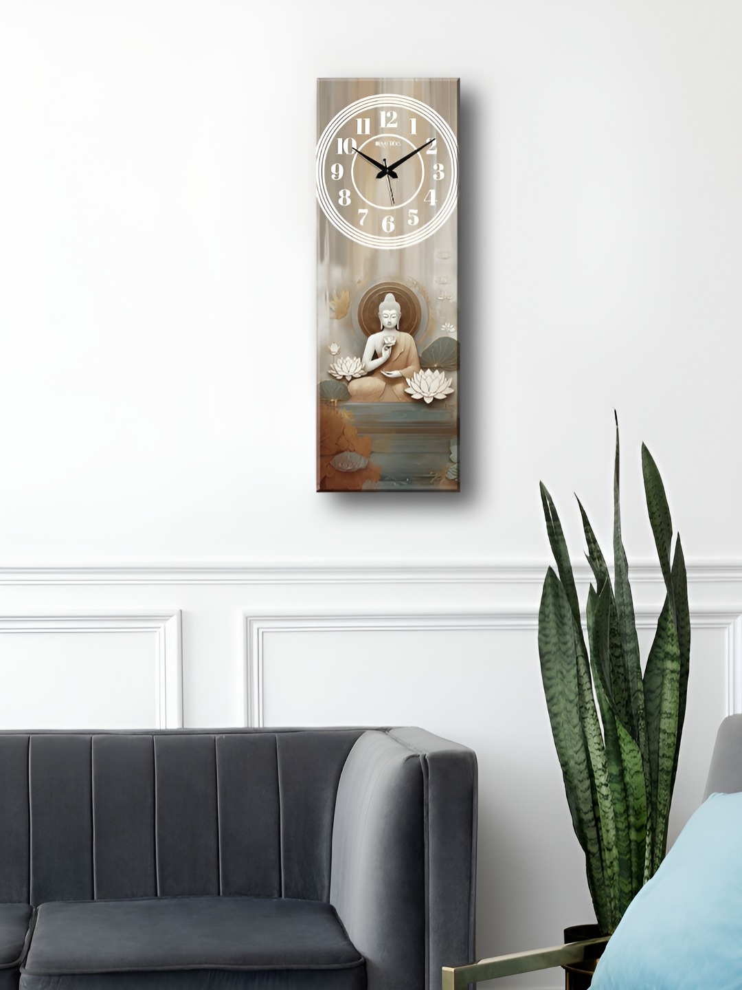 

OLIVE TREE Grey & White Printed Wooden Contemporary Analogue Wall Clock