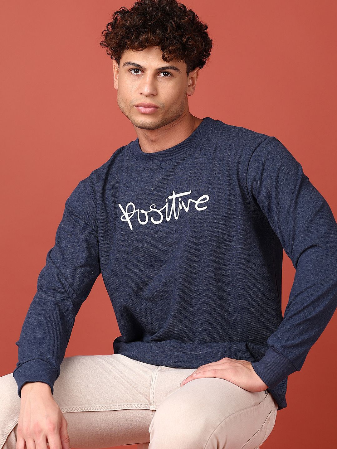 

V-Mart Men Typography Sweatshirt, Navy blue