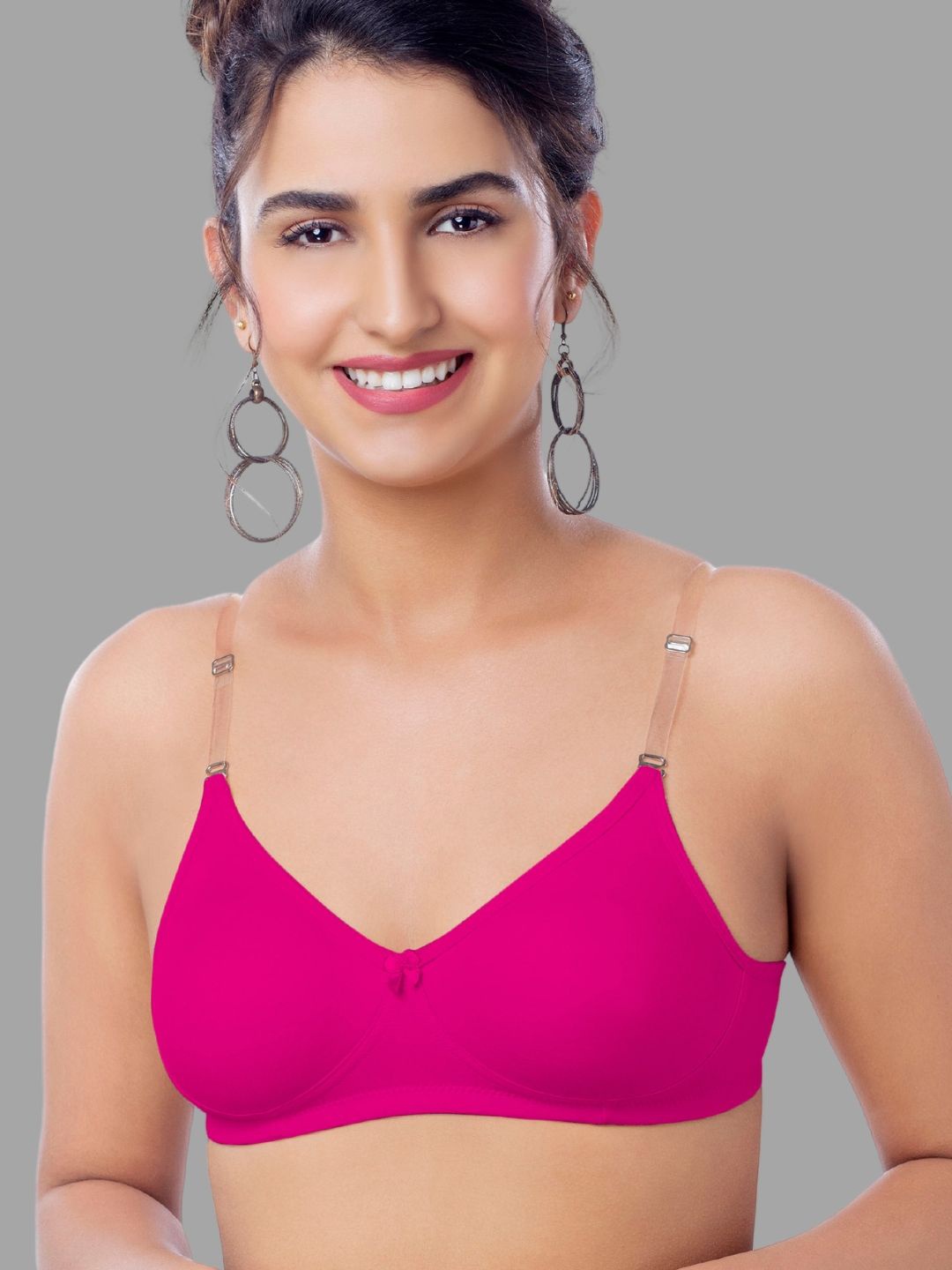 

BRIDA LADIES INNERWEAR Medium Coverage Rapid-Dry Non-Padded Transparent T-shirt Bra, Fuchsia