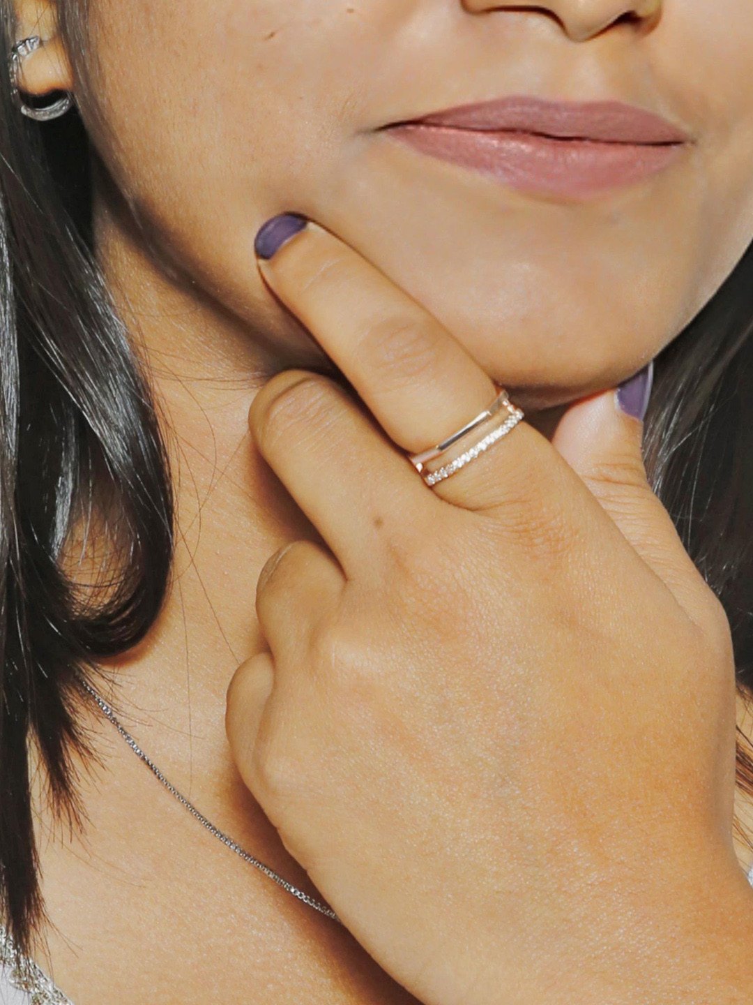 

Kord Store Gold-Plated American Diamond Stone-Studded Adjustable Finger Ring