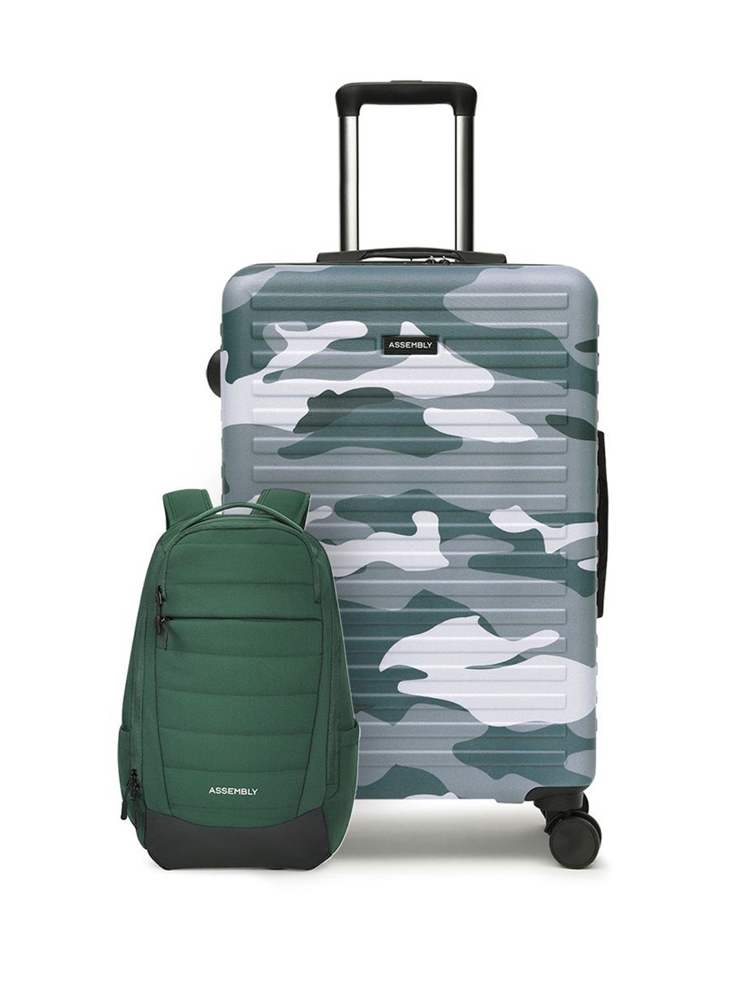 

Assembly Set Of 2 Camo Back Pack & Trolley Bag, Green