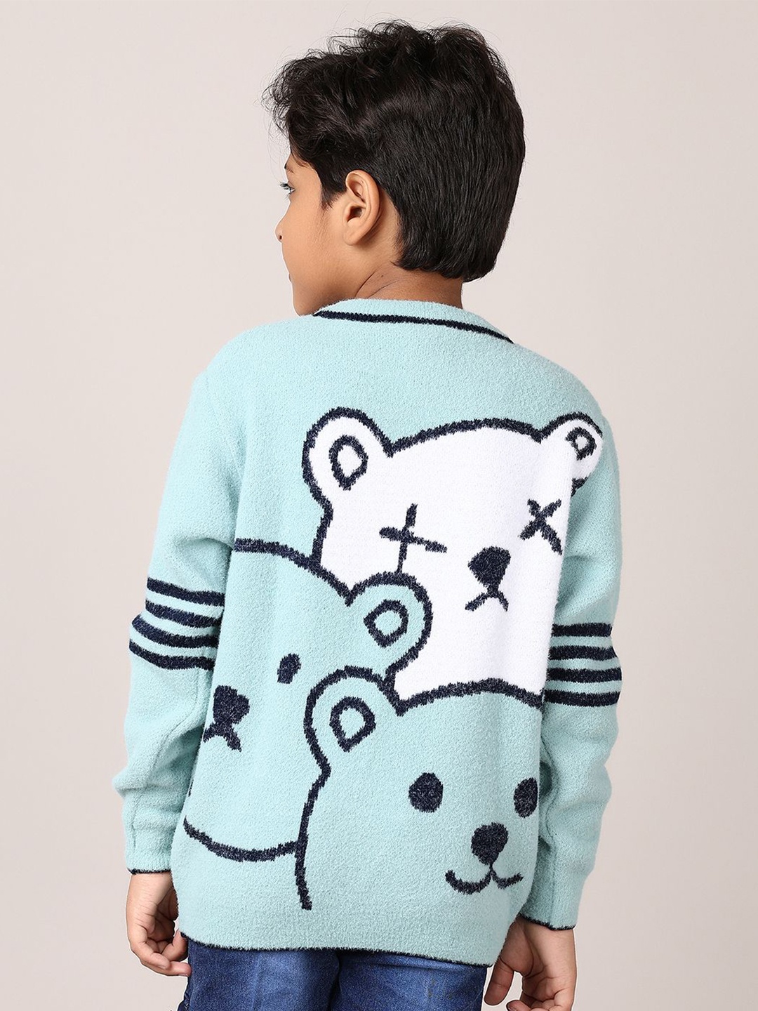 

V-Mart Boys Printed Round Neck Sweater, Blue