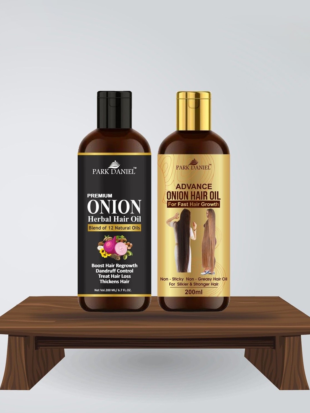 

Park Daniel Set Of 2 Premium Onion & Advance Onion Hair Oil - 200 ml Each, Brown