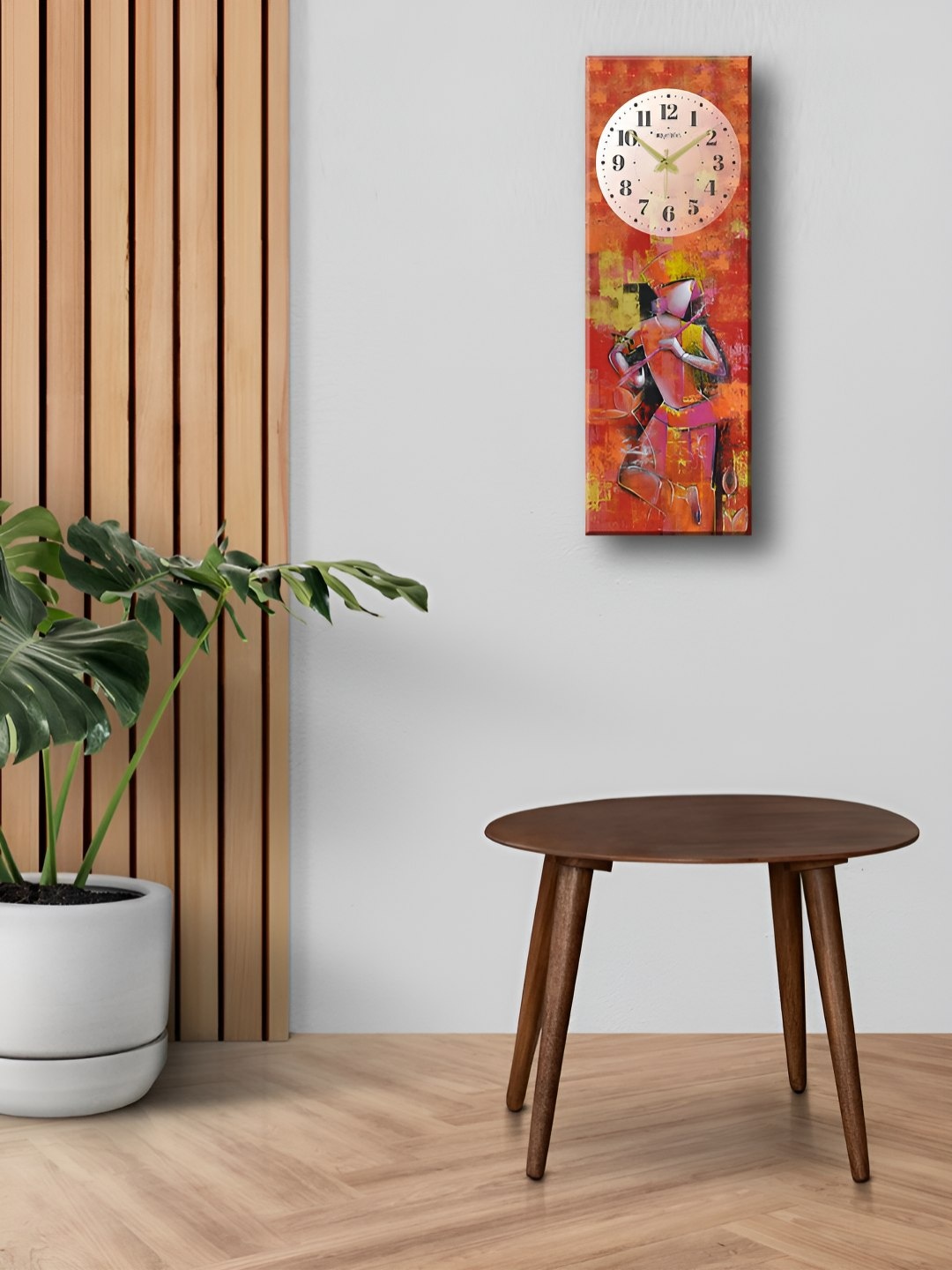 

OLIVE TREE Blue & Orange Printed Wooden Contemporary Analogue Wall Clock