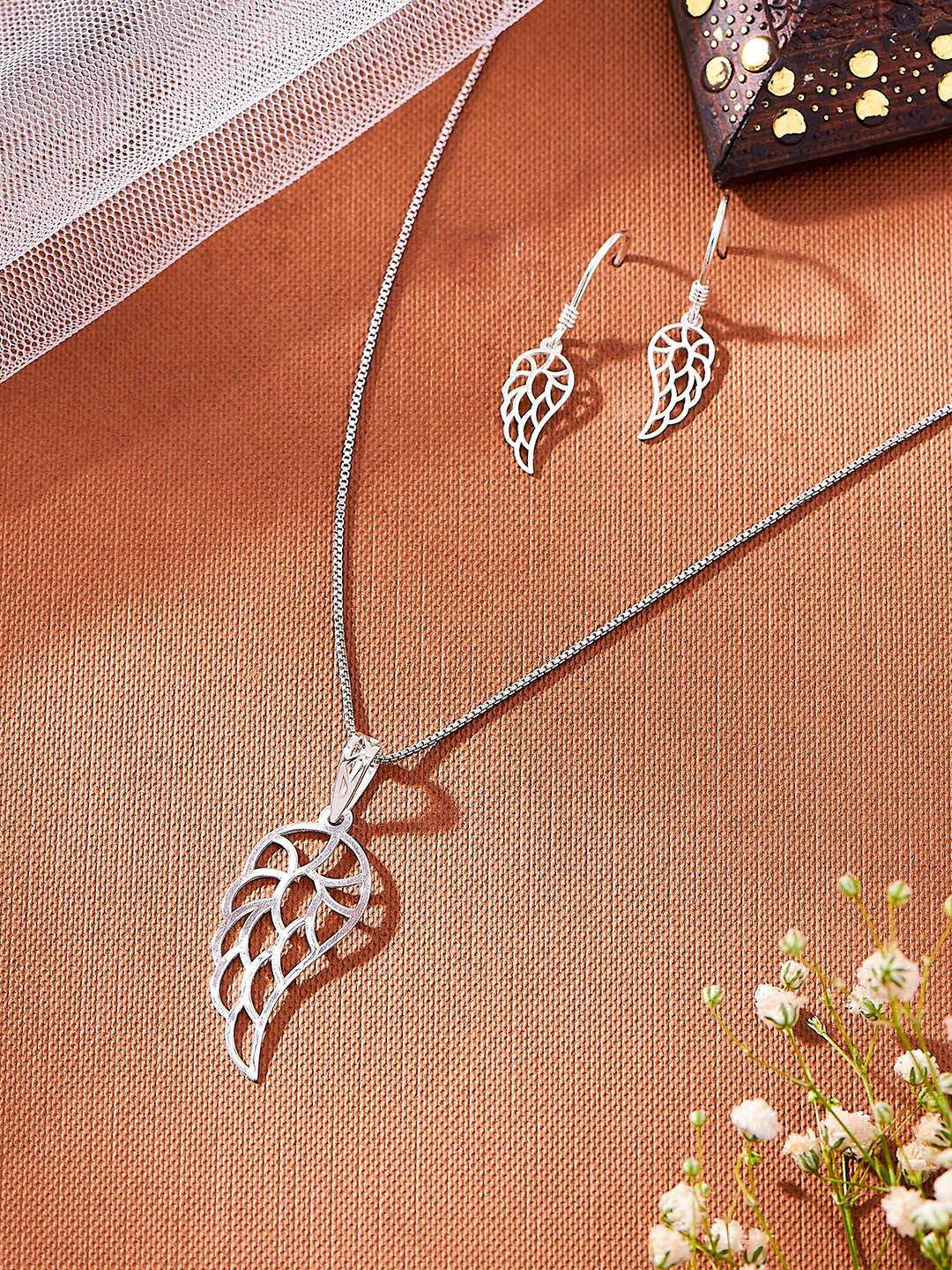 

Nipura 925 Sterling Silver Plated Angle Wing Laser Cut Drop Earrings