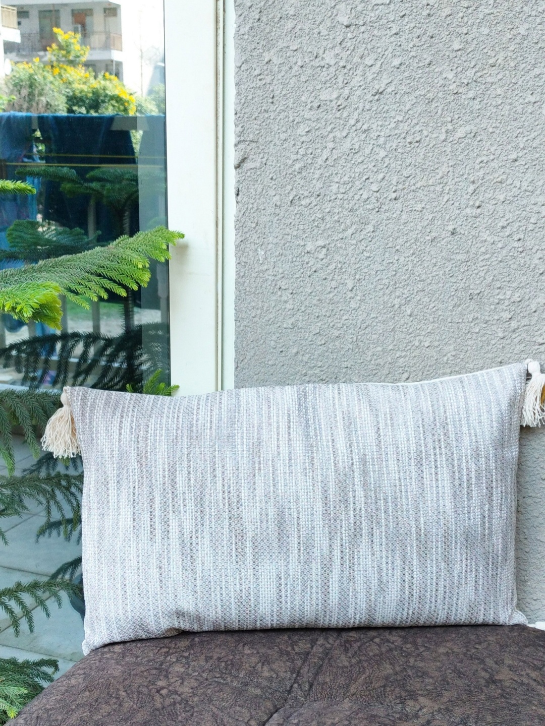 

HOMPRIN Grey Abstract Cotton Rectangle Cushion Cover