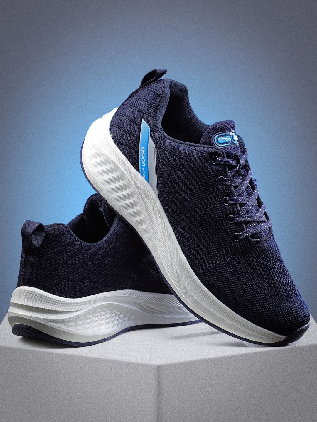 

ASIAN Men Mesh Running Non-Marking Shoes, Navy blue