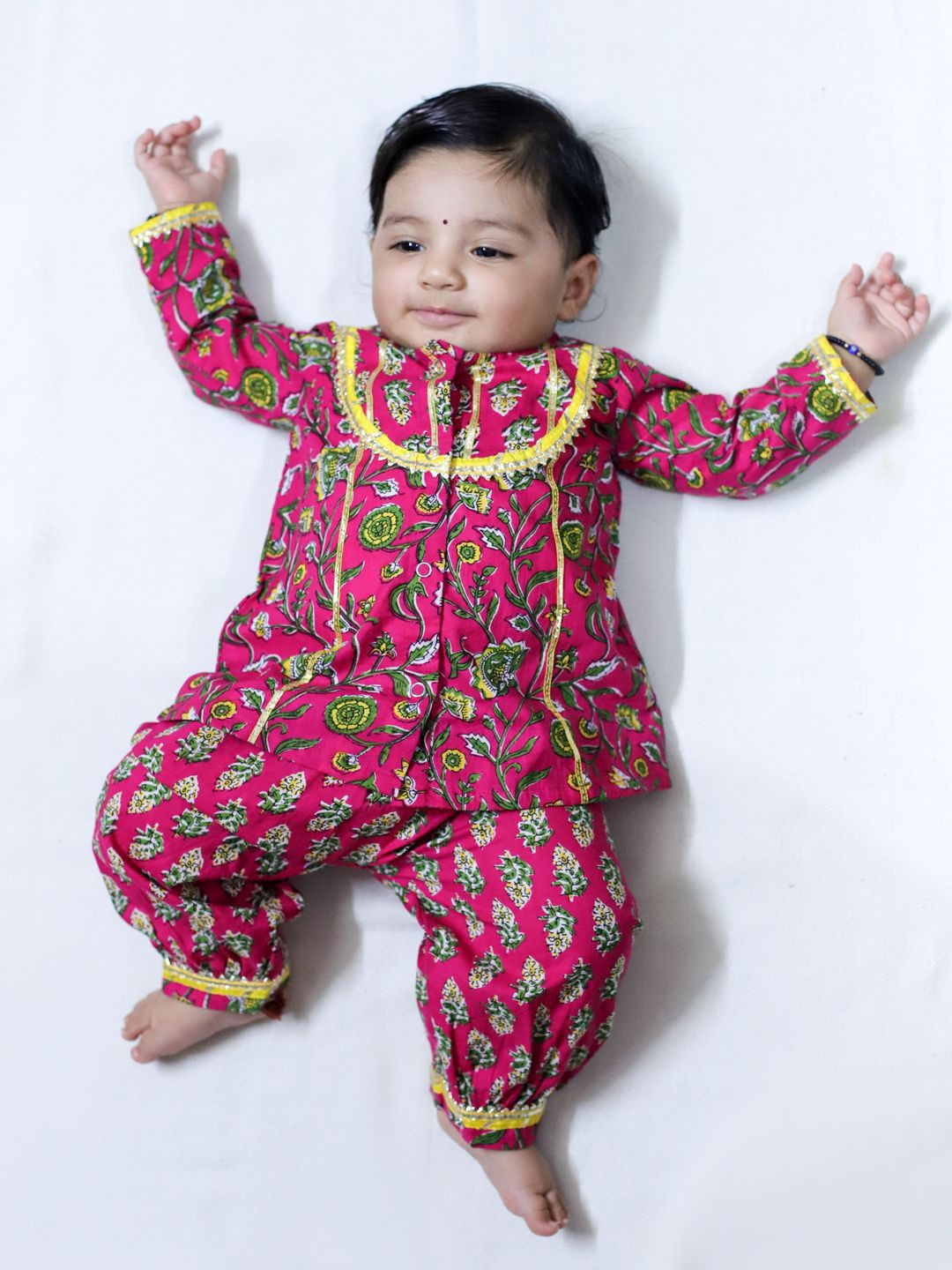 

BownBee Girls Floral Printed Kurta with Dhoti Pant, Pink