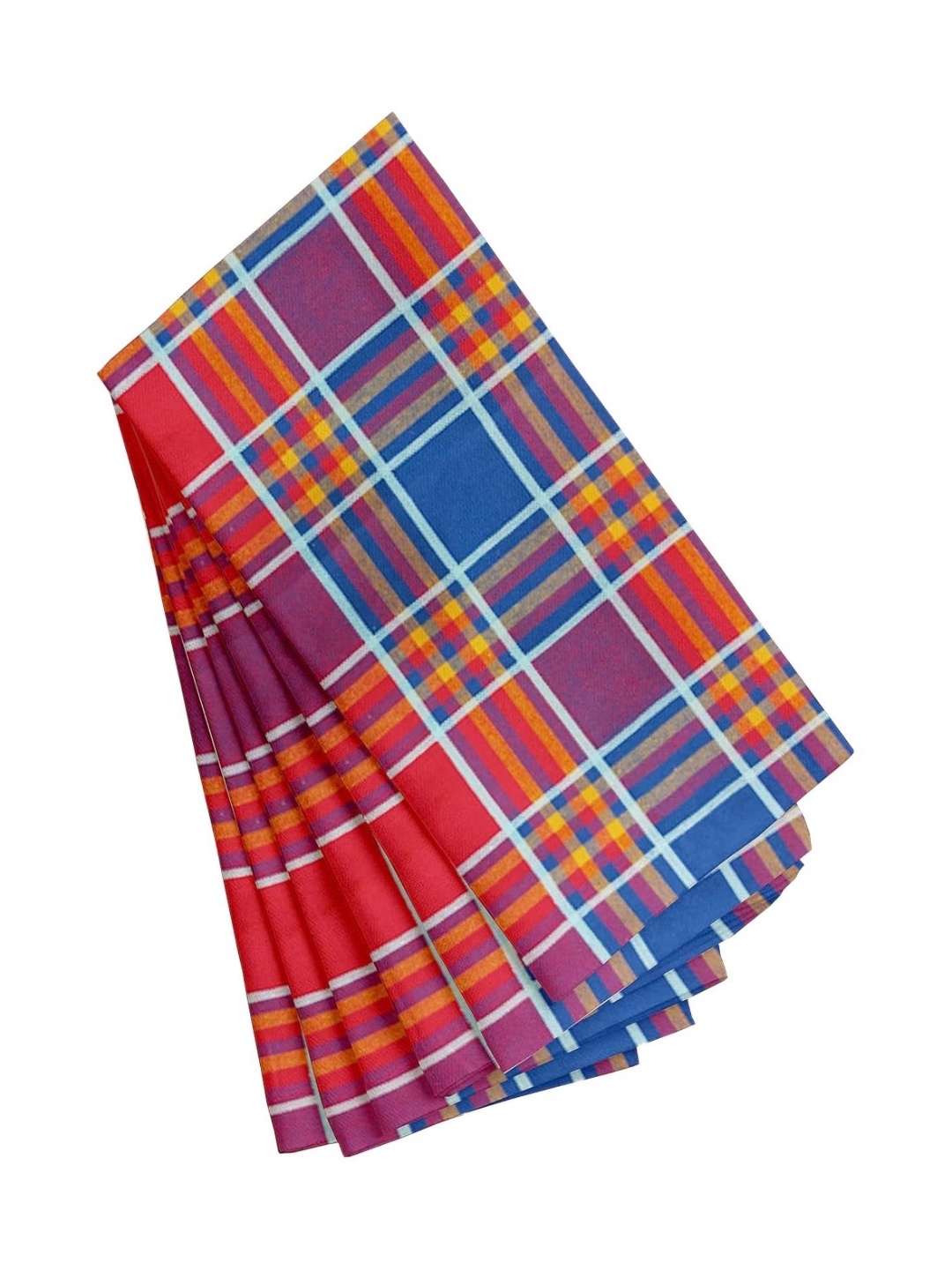 

Lushomes Red & Blue 6 Pieces Checked Pure Cotton Table Placemats