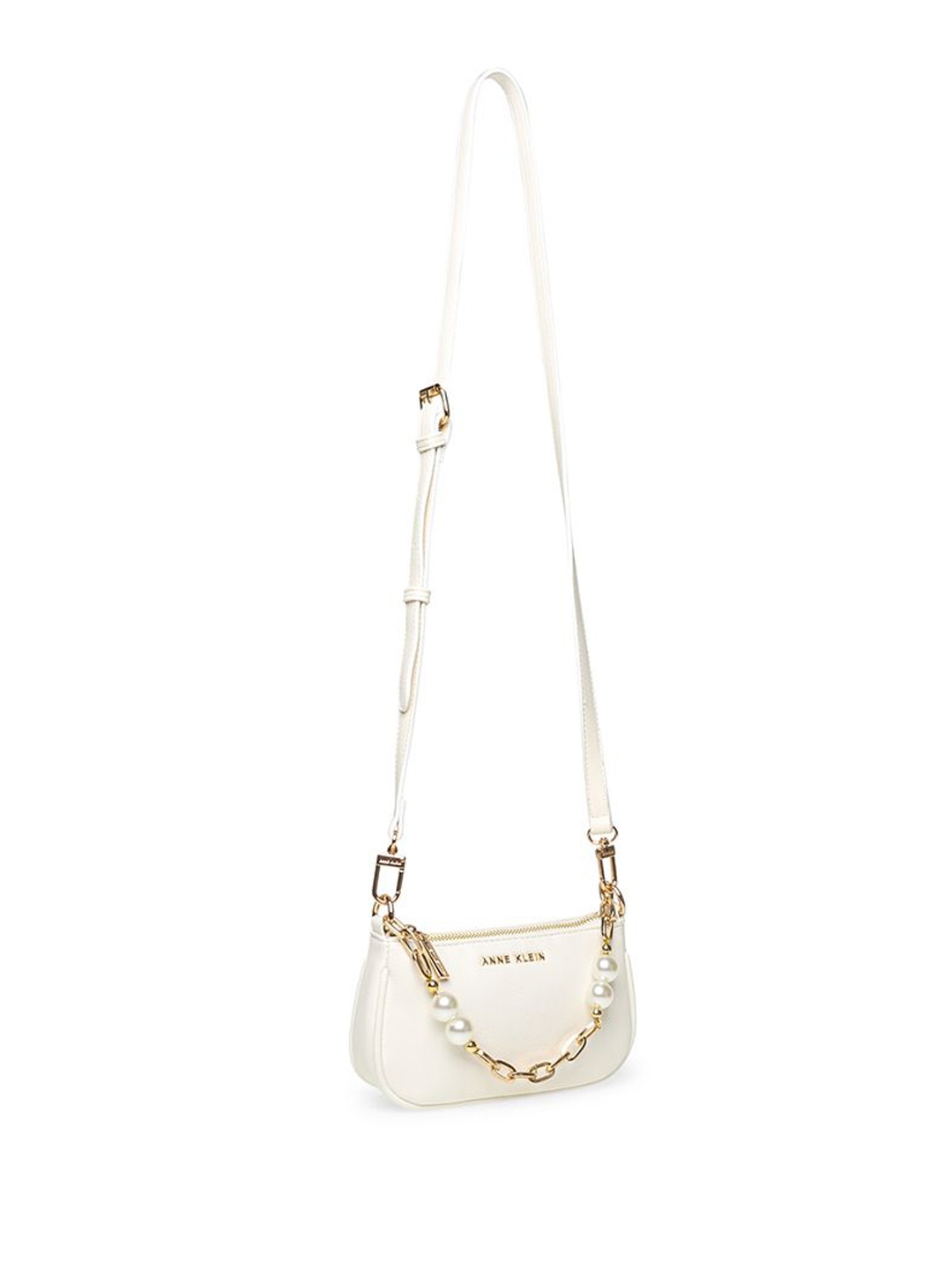 

ANNE KLEIN Women Textured Swagger Leather Sling Bag, White