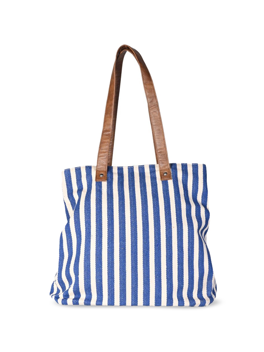 

INDIVIDUAL DESIGN Stripe Pattern Jacquard-weave Cotton Blend Handbag, Blue