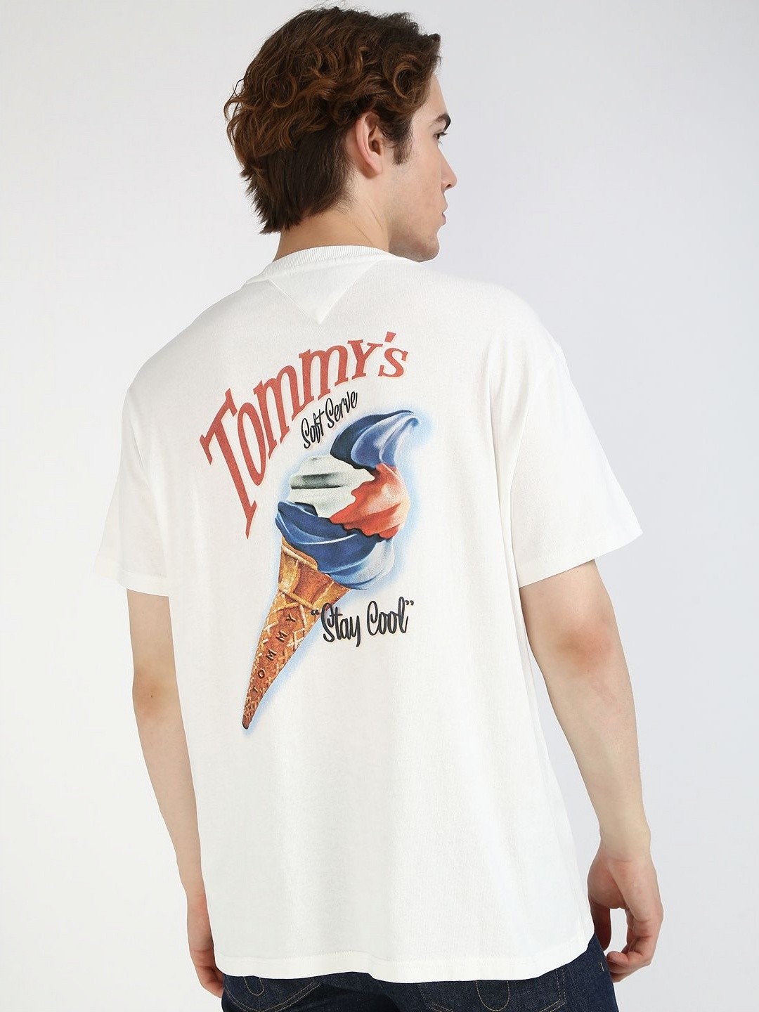 

Tommy Hilfiger Men Graphic Printed Round Neck Cotton Oversized T-shirt, White