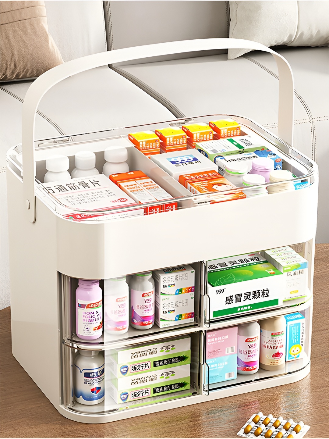 

HOUSE OF QUIRK White Multi-Layer Medicine Storage Box Organiser