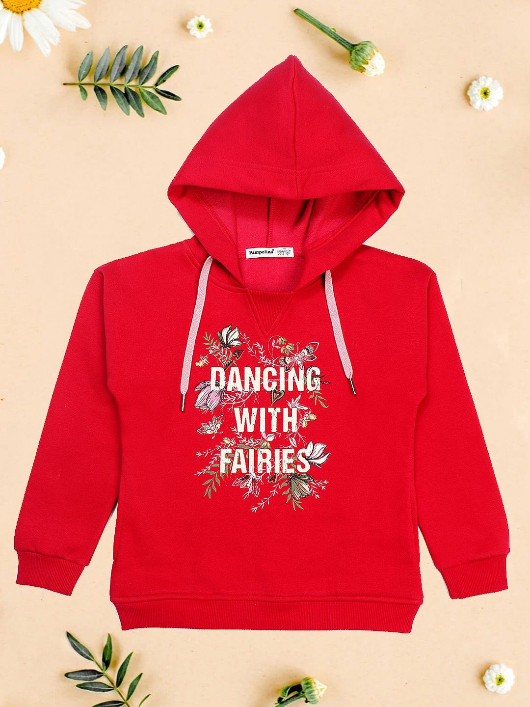 

PAMPOLINA Girls Printed Hooded Sweatshirt, Red