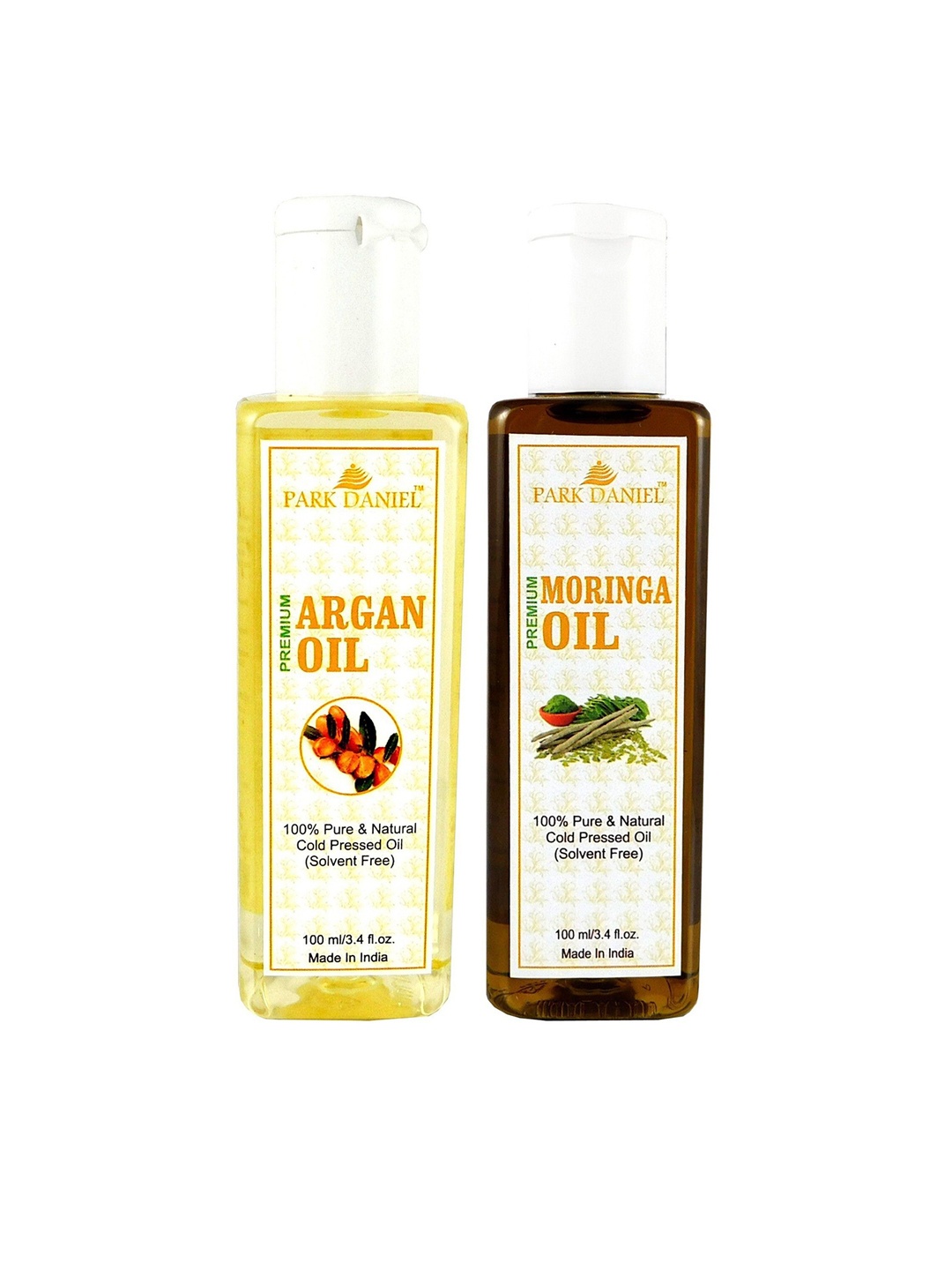 

Park Daniel Set Of 2 100% Pure & Natural Cold pressed Argan & Moringa Oil - 100 ml Each, Transparent