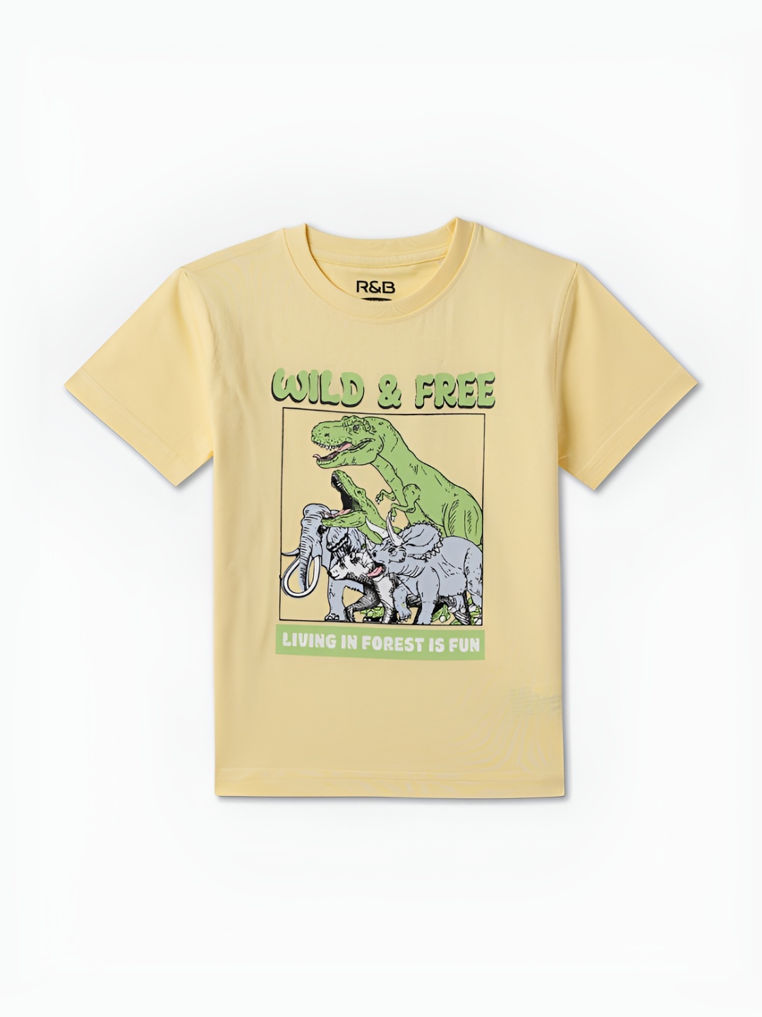 

R&B Boys Graphic Printed Round Neck Cotton Relaxed Fit T-shirt, Yellow