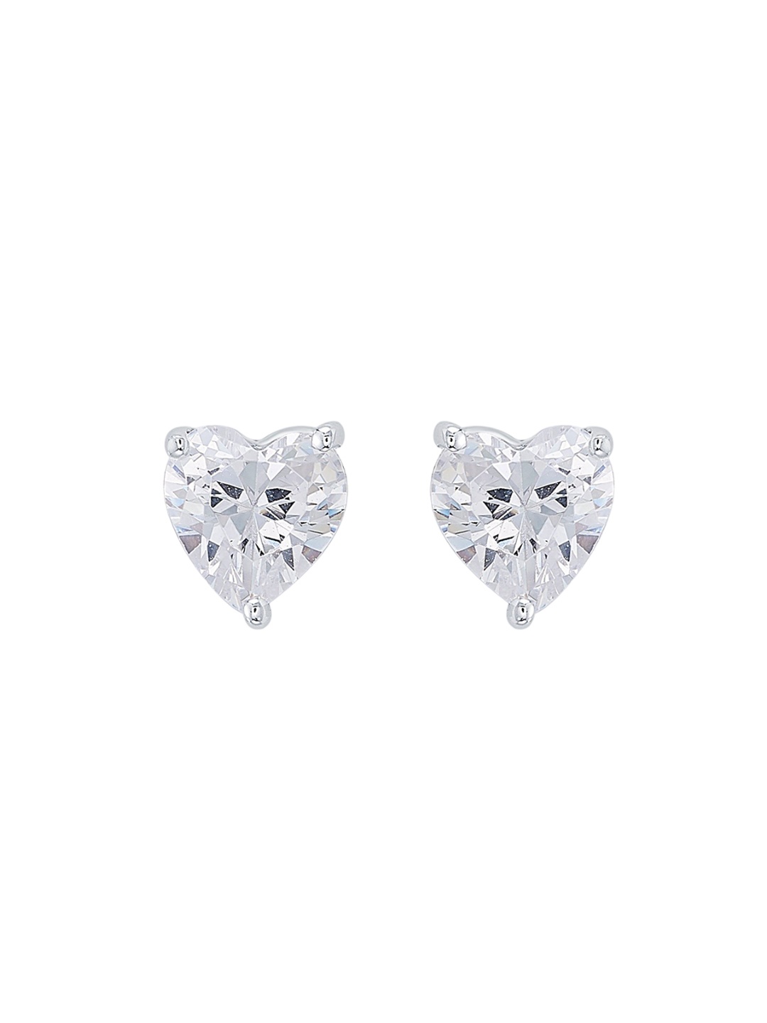 

Nipura 925 Sterling Sliver Rhodium Plated CZ Studded Contemporary Studs Earrings, Silver