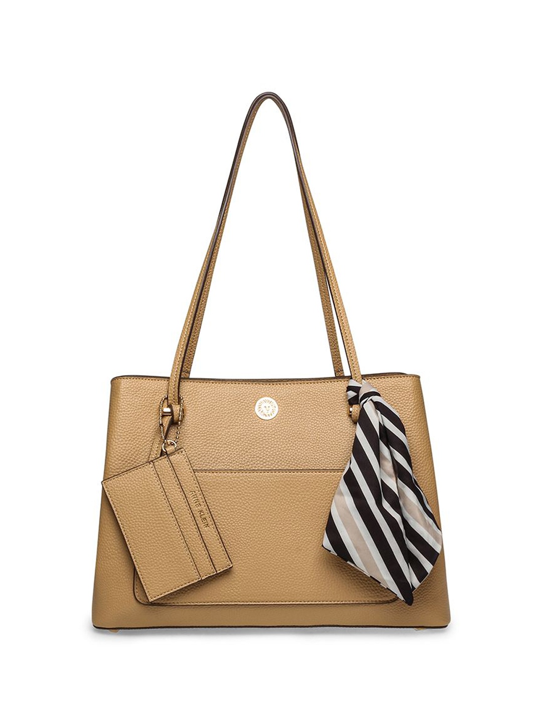 

ANNE KLEIN Women Textured Structured Leather Shoulder Bag With Pouch, Brown