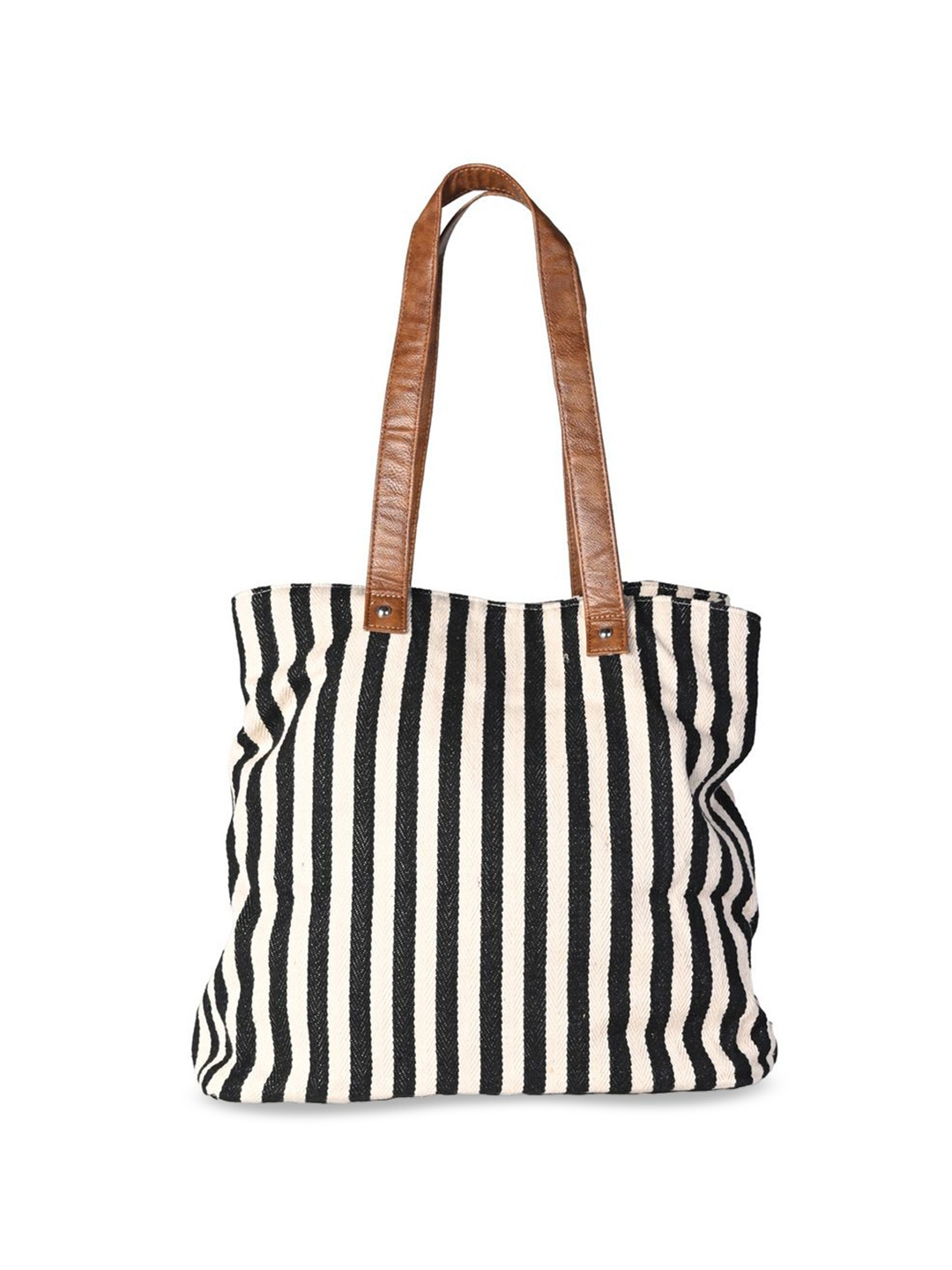 

INDIVIDUAL DESIGN Stripe Pattern Jacquard-weave Cotton Blend Handbag, Black