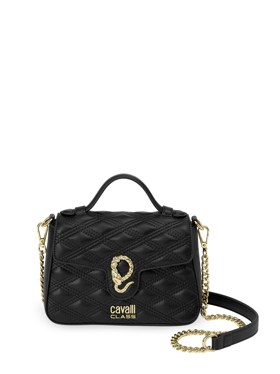 

Cavalli Class Women Textured Solid Structured Sling Bag, Black