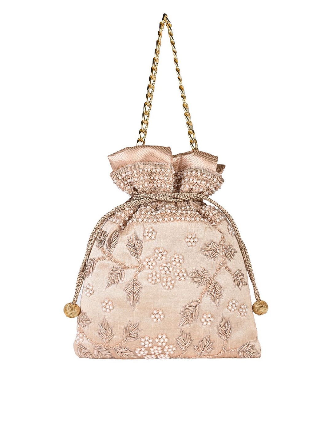 

Rocia Embroidered Potli Clutch, Rose gold