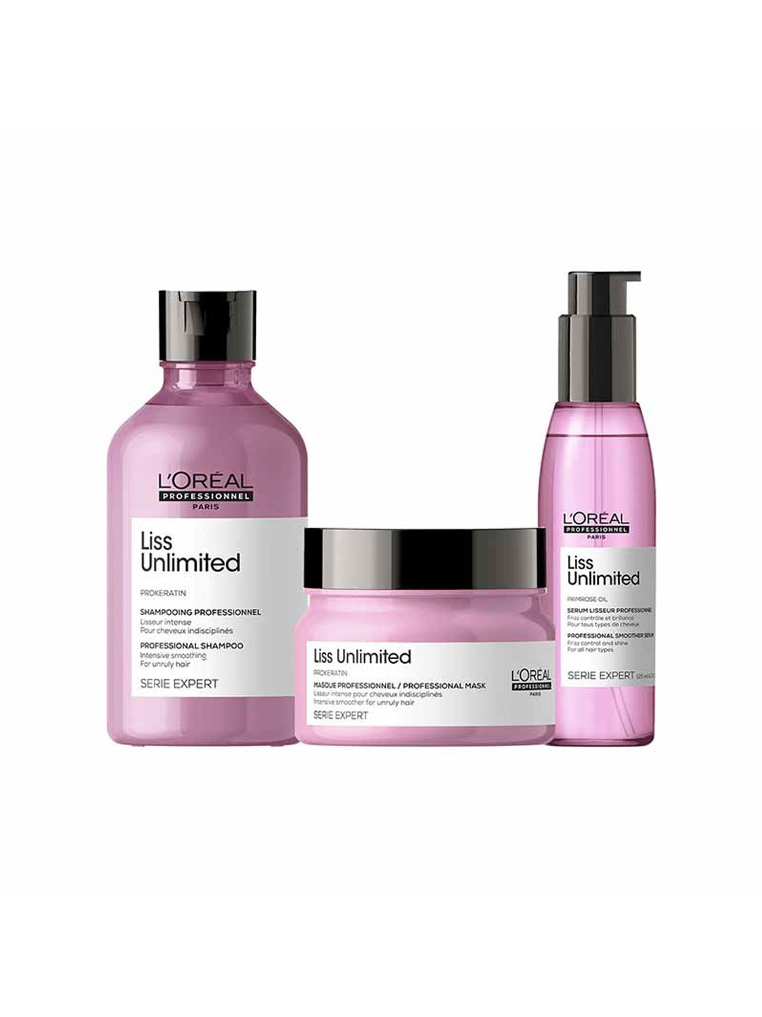 

LOreal Professionnel Serie Expert Liss Unlimited Smoothing Shampoo +Hair Mask + Hair Serum, Lavender