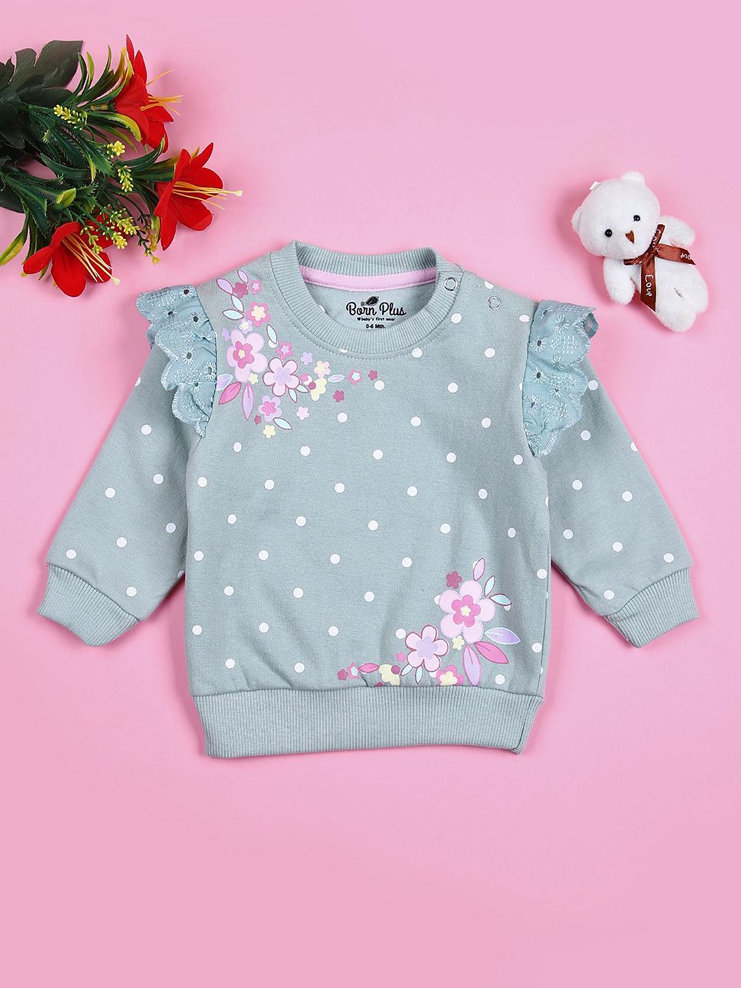 

V-Mart Unisex Kids Cotton Printed Sweatshirt, Green