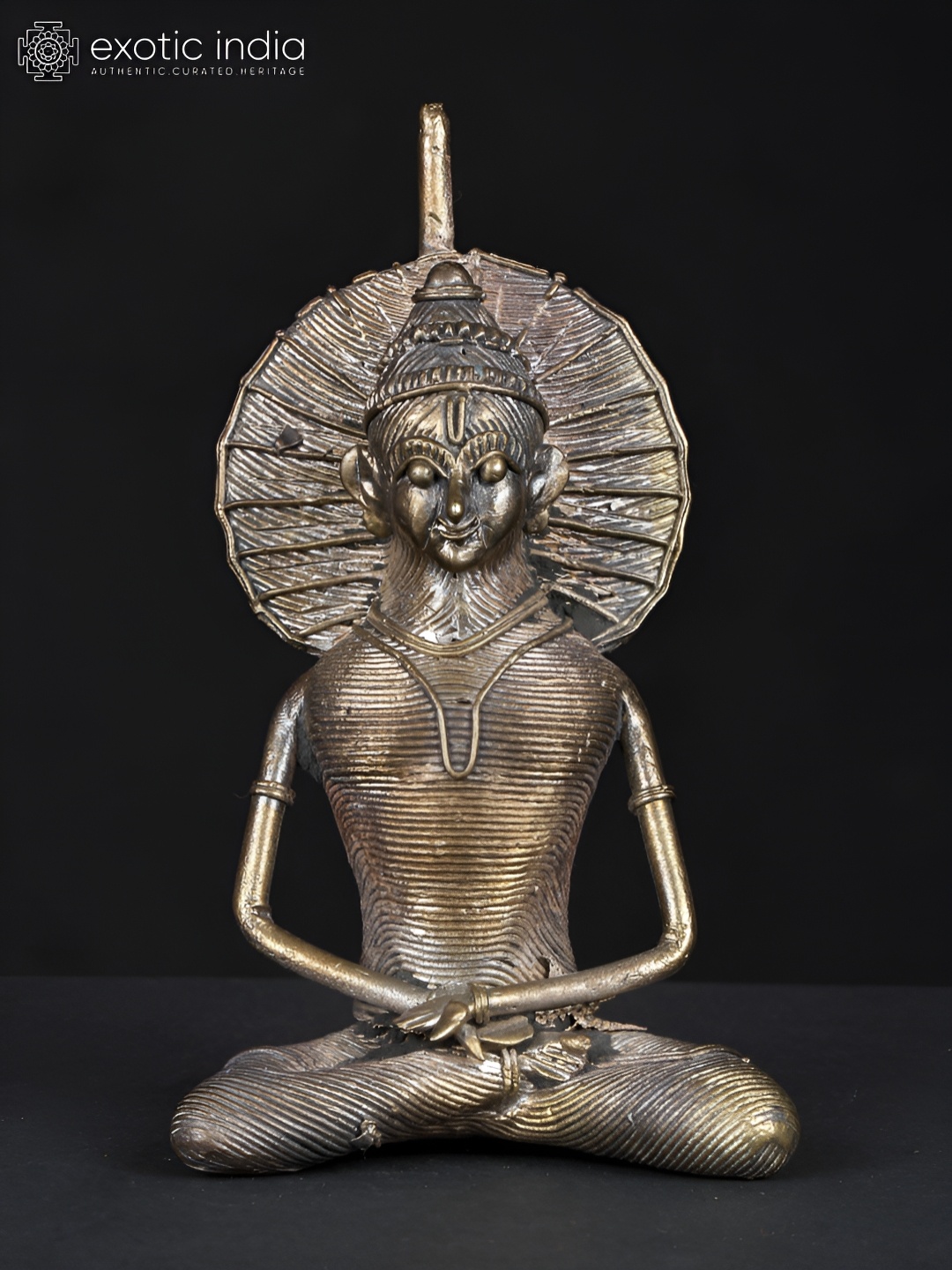 

Exotic India 5" Brass Small Meditating Buddha - Lost-Wax Triabal Casting, Brown