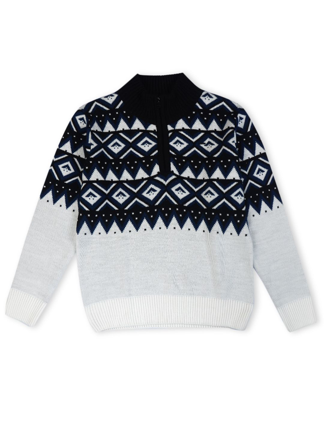 

Gini and Jony Boys Acrylic Fair Isle Printed Turtle Neck Long Sleeves Pullover Sweaters, Grey