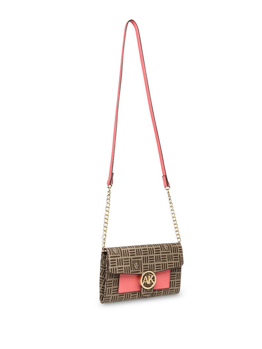 

ANNE KLEIN Women Abstract Printed Swagger Leather Sling Bag, Coffee brown