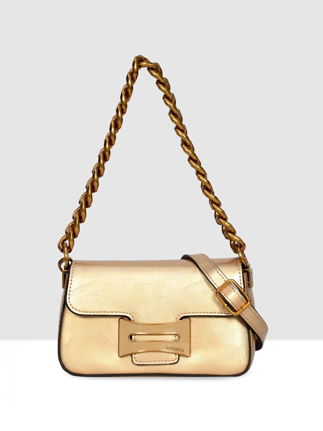 

ESBEDA Women Solid Structured Sling Bag, Gold