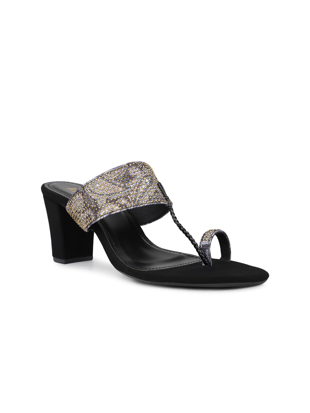 

Inc 5 Women Printed Ethnic Block Heel Sandals, Black