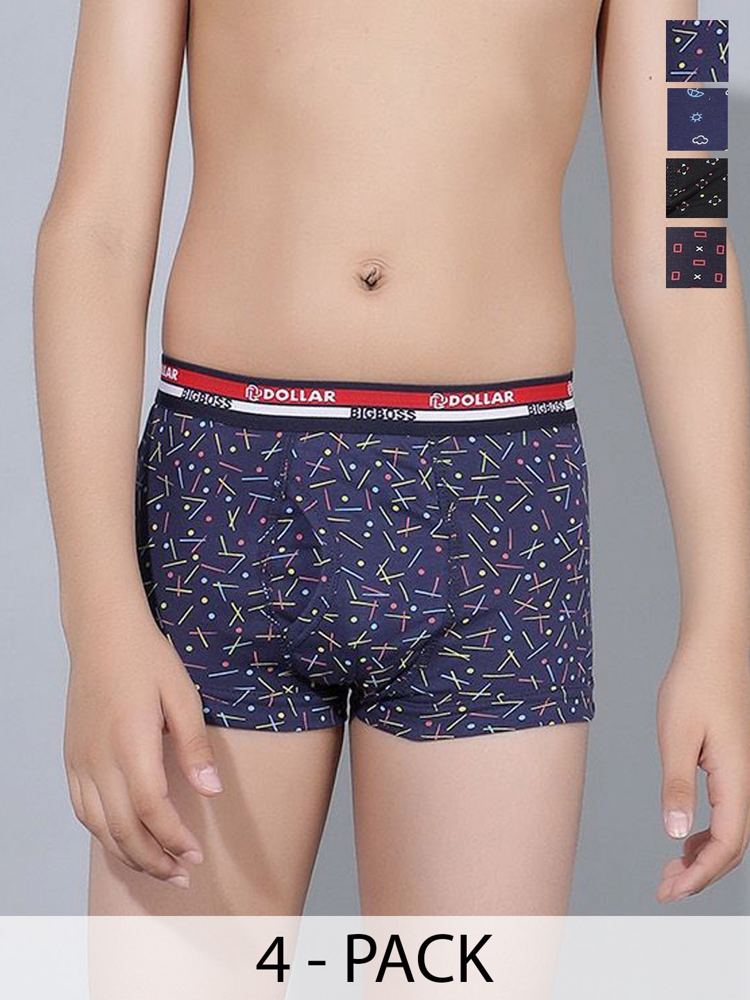 

Dollar Bigboss Boys Pack Of 12 Assorted Trunks MBKTR-15-MDRNTRNK-PO12, Blue