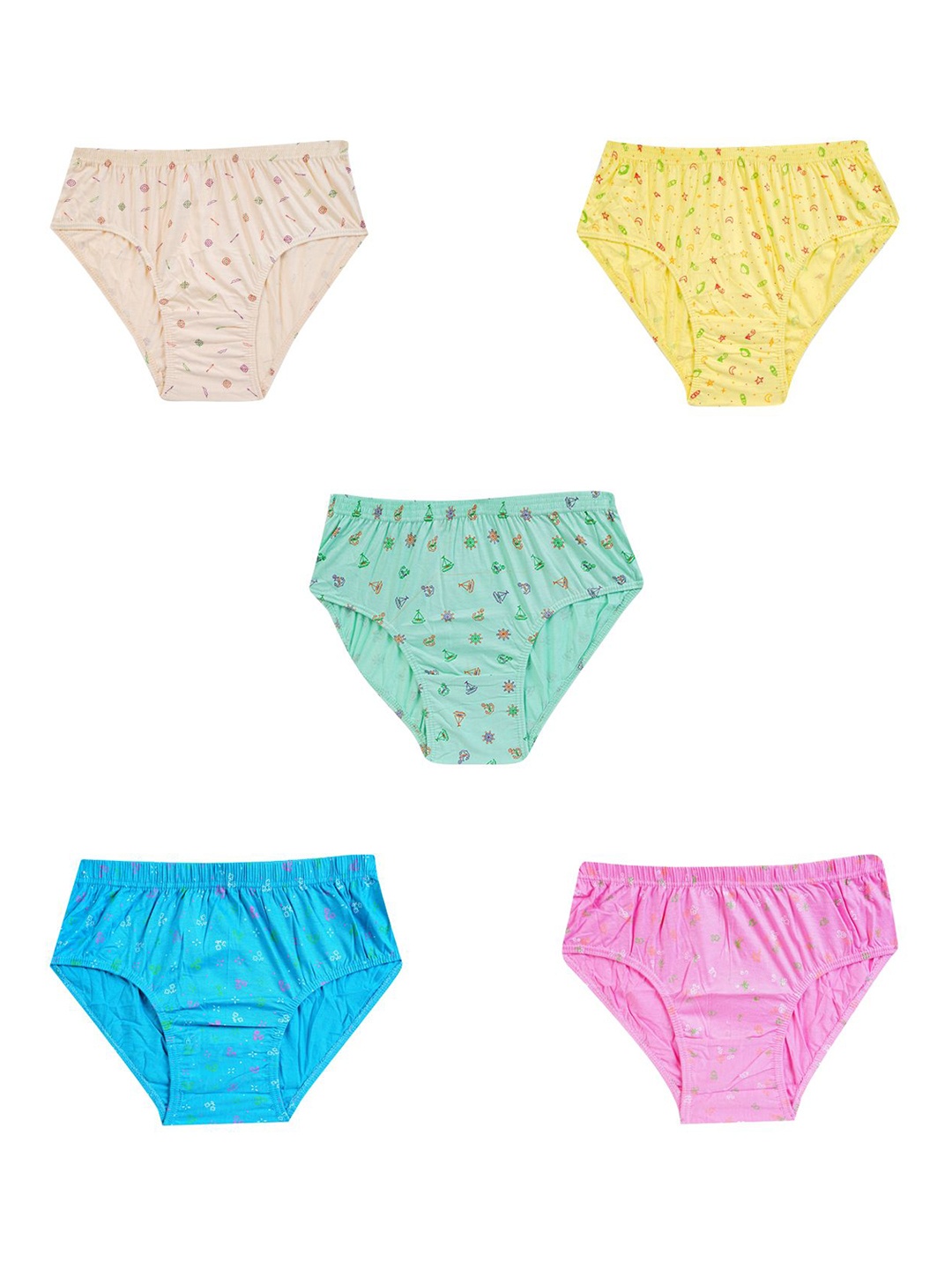 

YELLOWDELIGHT Pack Of 5 Printed Cotton Hipster Briefs YD 674 Breeze (w) lite jetty S-5p, Blue