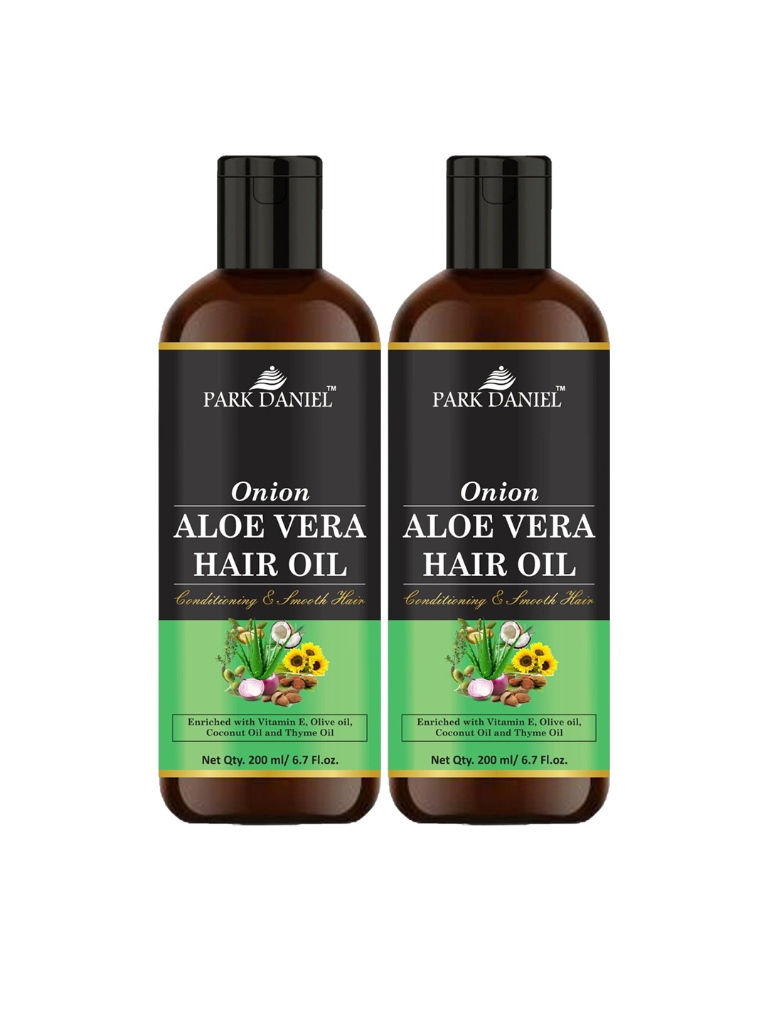 

Park Daniel Set Of 2 Herbal Onion Aloe Vera Hair Oil - 200 ml Each, Transparent