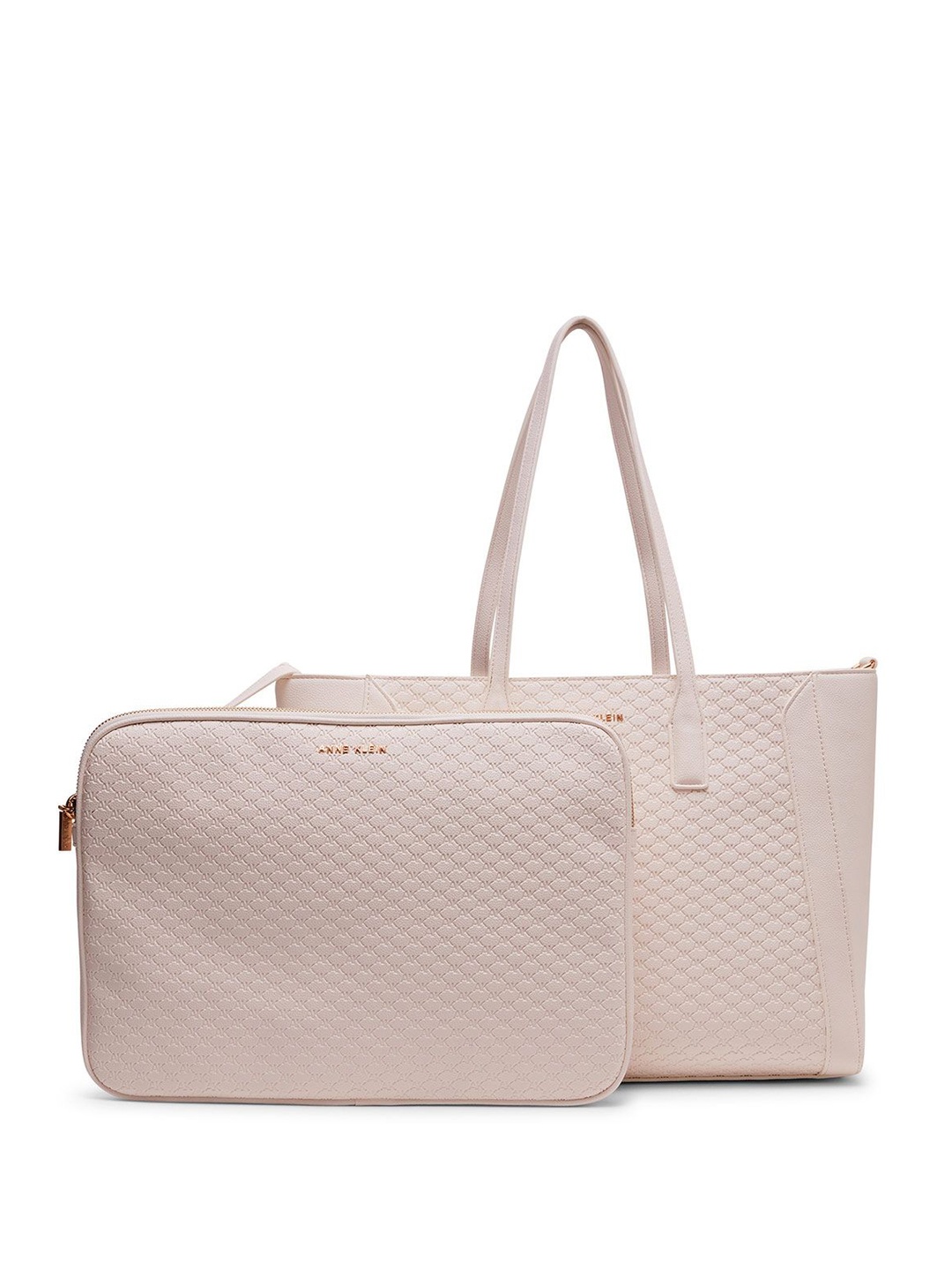 

ANNE KLEIN Women Textured Structured Leather Shoulder Bag, White