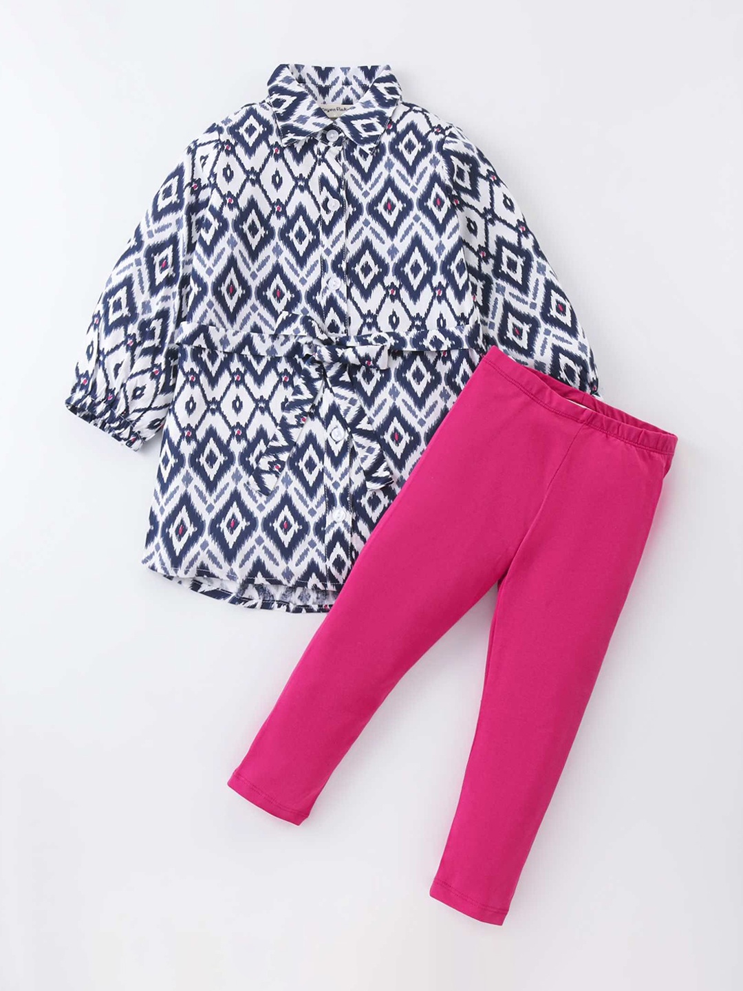 

CrayonFlakes Girls Printed Shirt with Legging, Off white