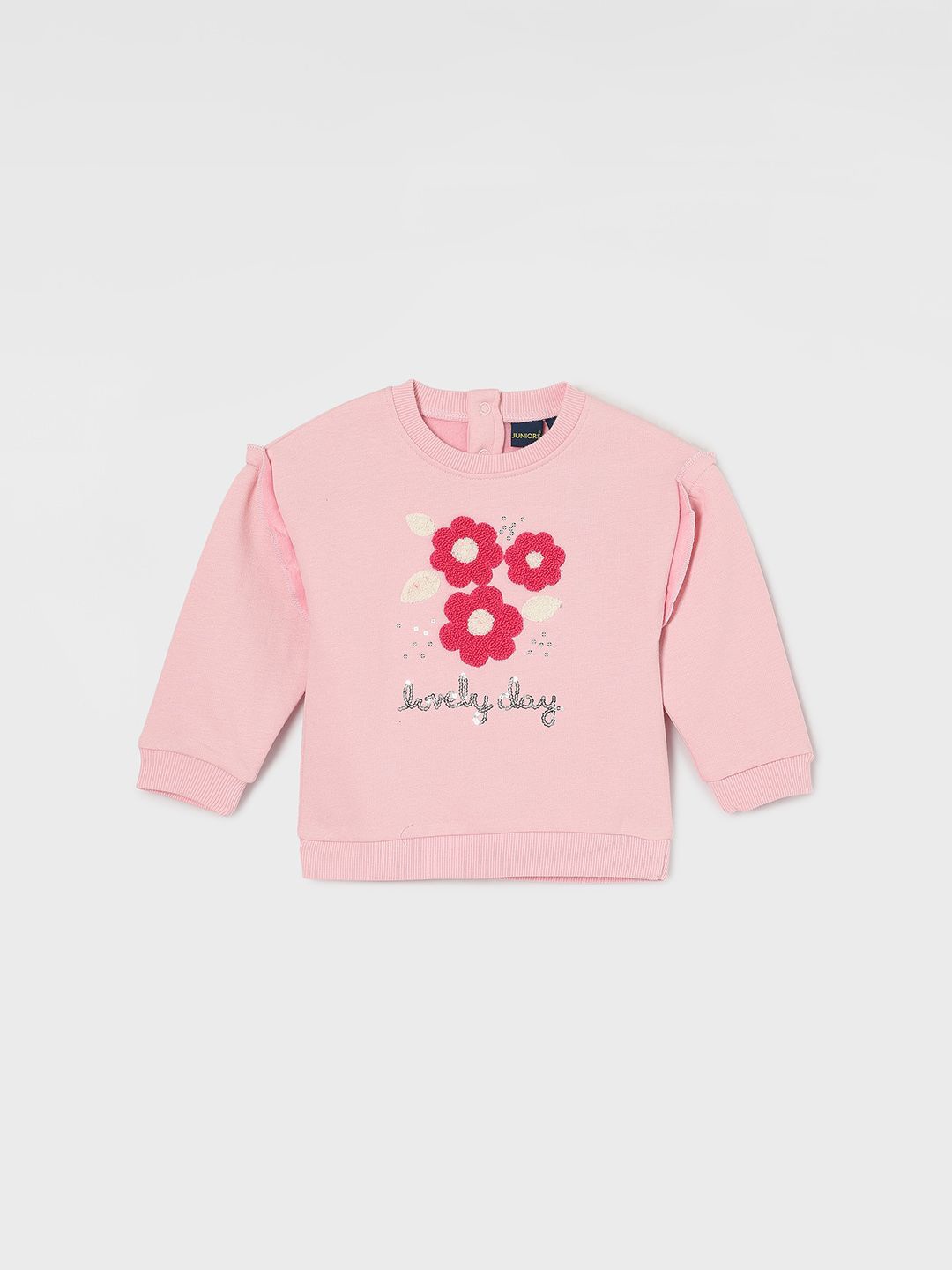 

Juniors by Lifestyle Girls Embroidered Printed Round Neck Sweatshirt, Pink