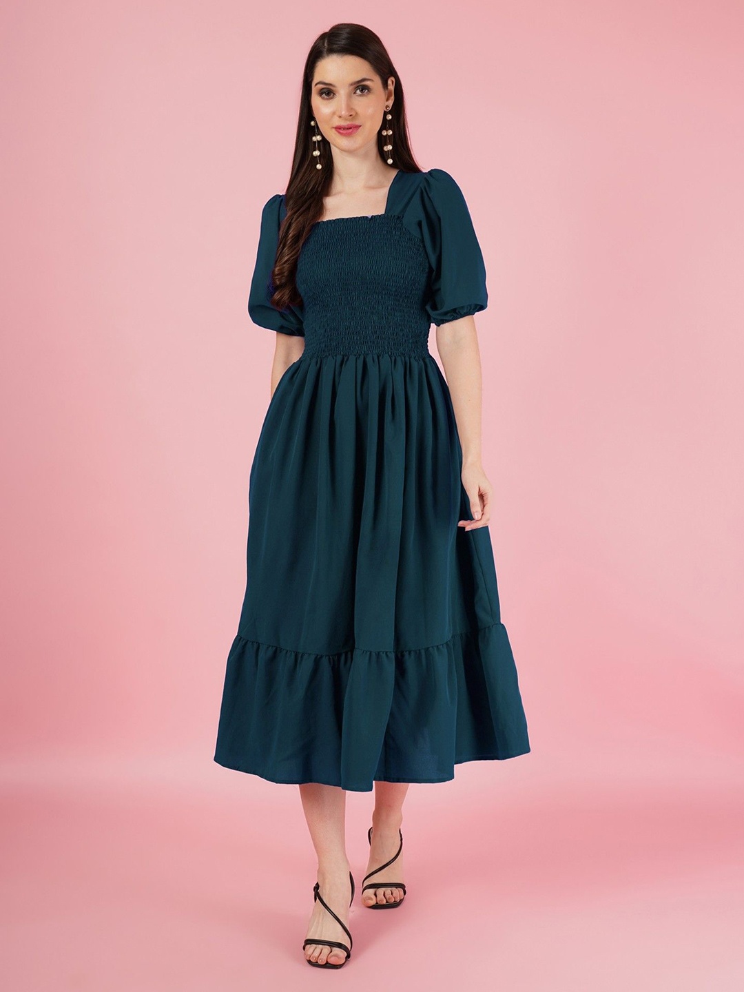 

Raiyani Enterprise Women Applique Fit & Flare Maxi Dress, Blue