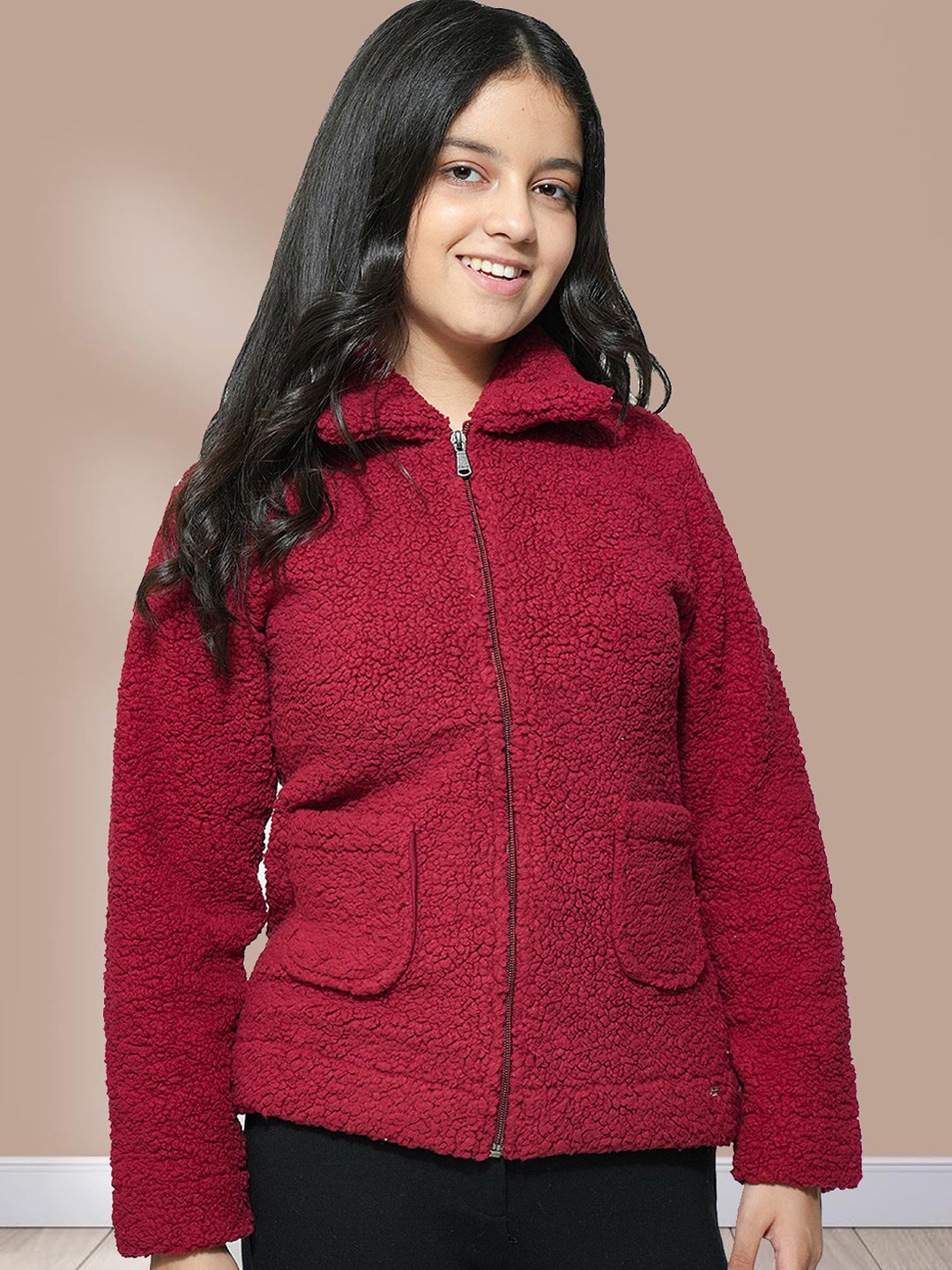 

PAMPOLINA Girls Shirt Collar Long Sleeves Sweatshirt, Maroon