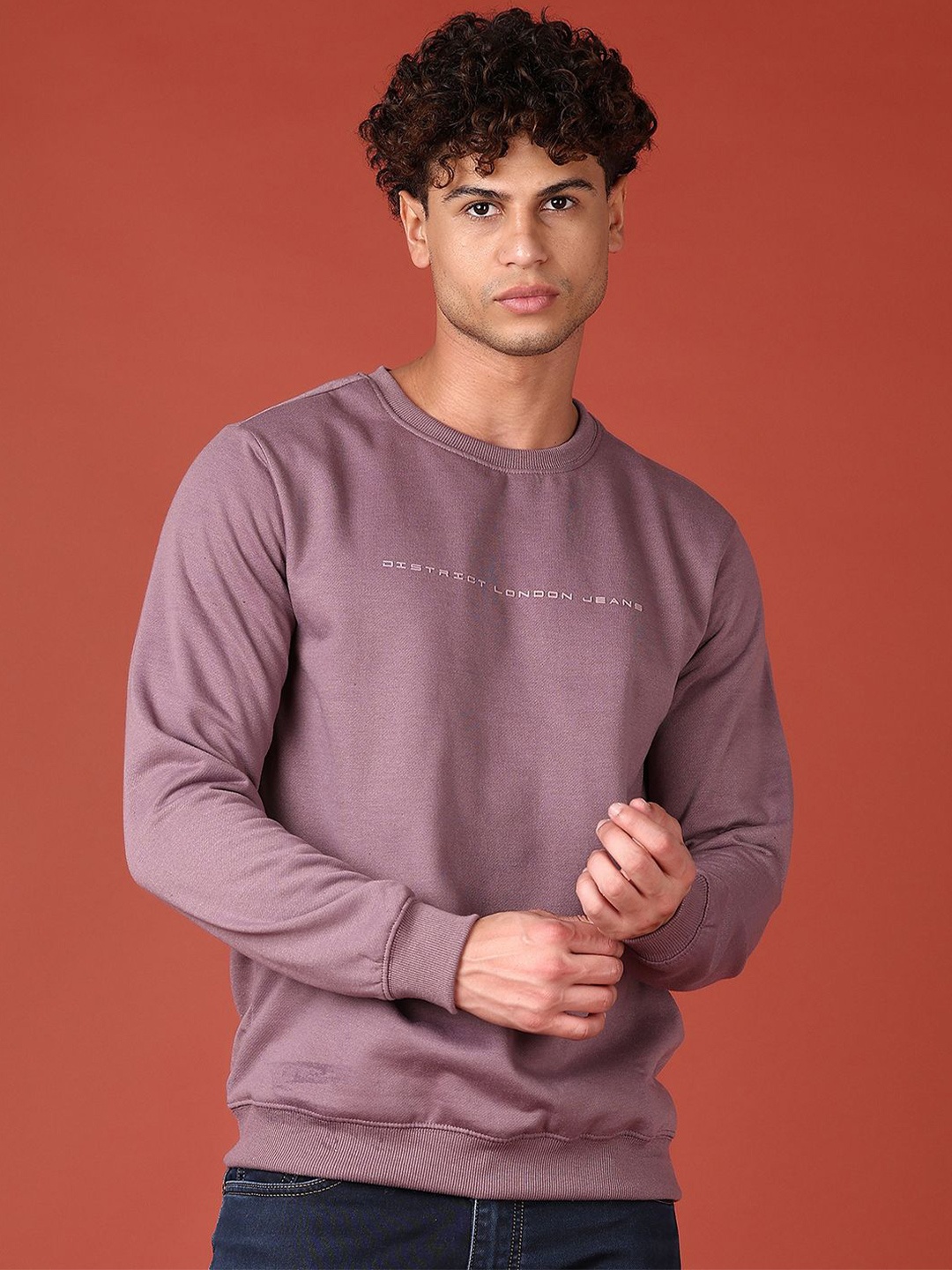

V-Mart Men Cotton Printed Casual Sweatshirt, Mauve