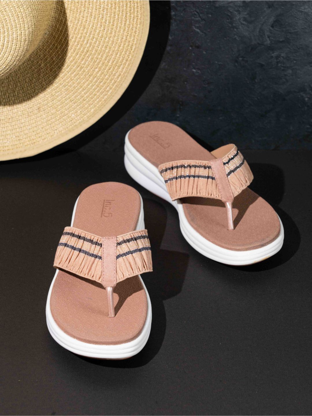 

Inc 5 Women Open Toe Flats, Peach