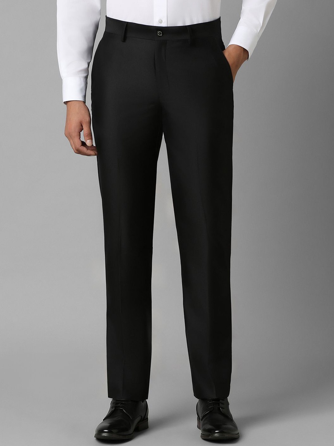 

Louis Philippe Men Mid Rise Slim Fit Trousers, Black