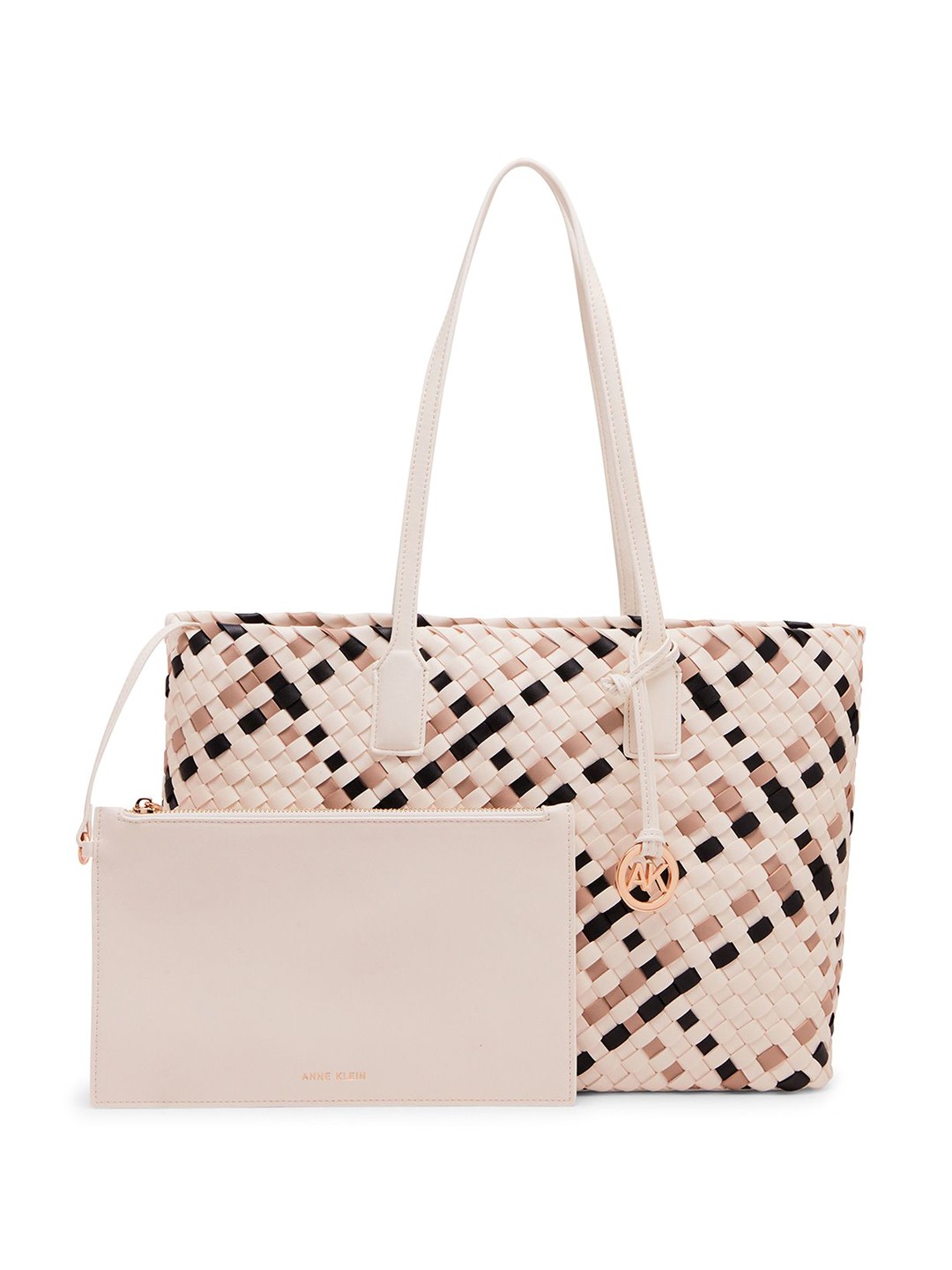 

ANNE KLEIN Women Textured Structured Leather Shoulder Bag, White