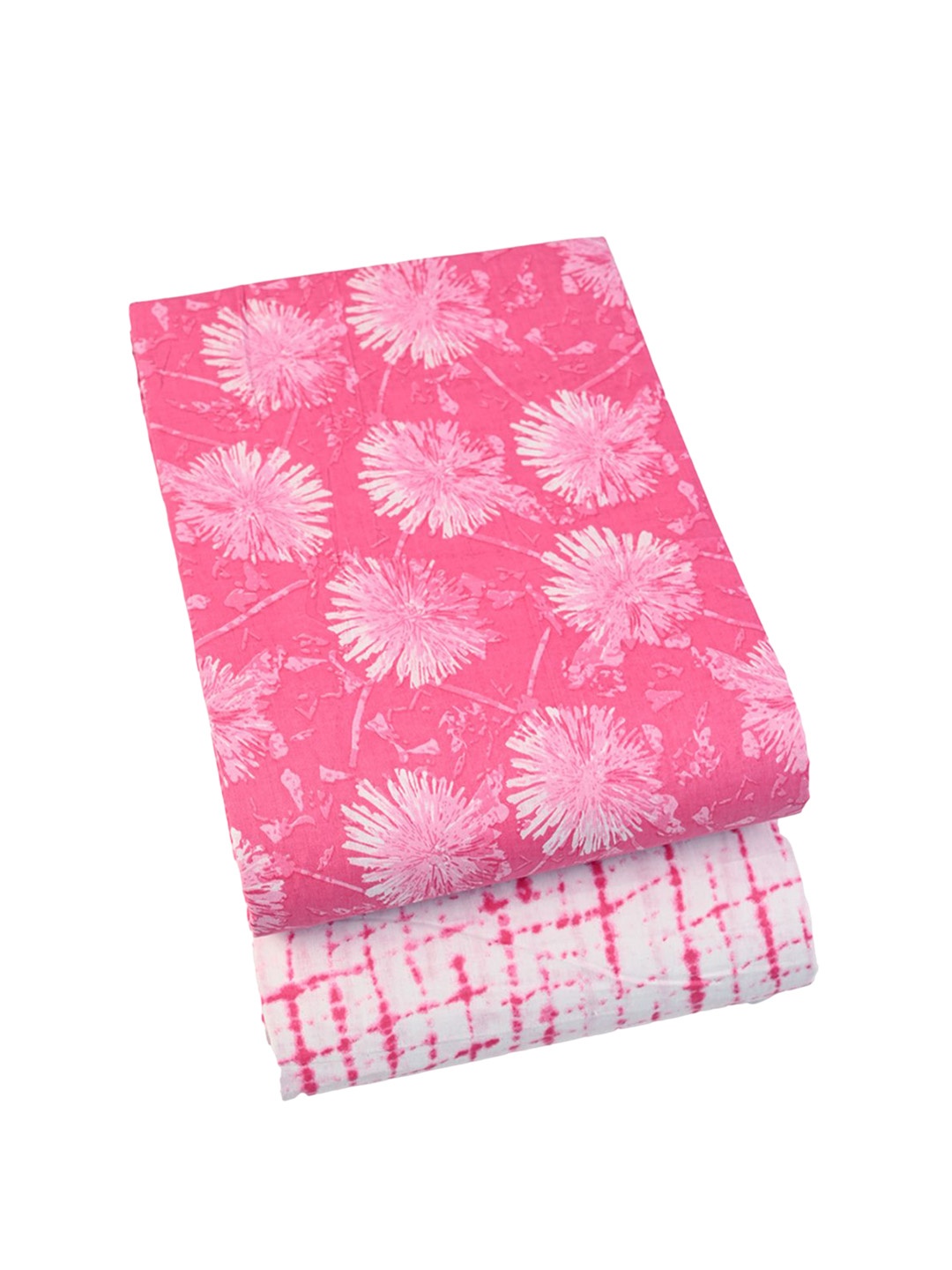 

Sun Fashion And Lifestyle Floral Printed Pure Cotton Unstitched Dress Material, Pink